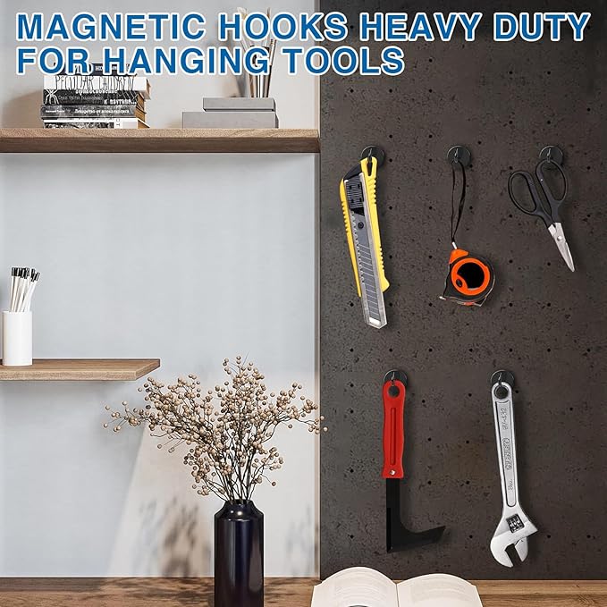LOVIMAG Magnetic Hooks, 50lbs+ Magnet Hooks Cruise Cabin Ship Essentials 2026 Heavy Duty, Strong Refrigerator Magnets for Fridge, Hanging, Classroom Must Haves, Grills -45 Pack Black