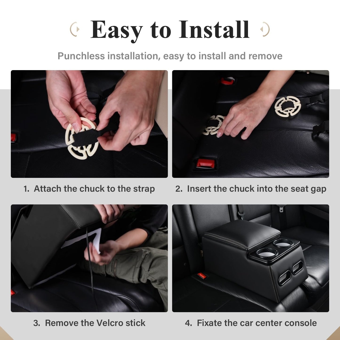 Coverado Car Center Console, Universal Rear Bench Seat Consoles, Truck Seat Organizer and Storage, Back Seat Car Organizer with Cup Holder, Central Armrest Box (Regular, Black)