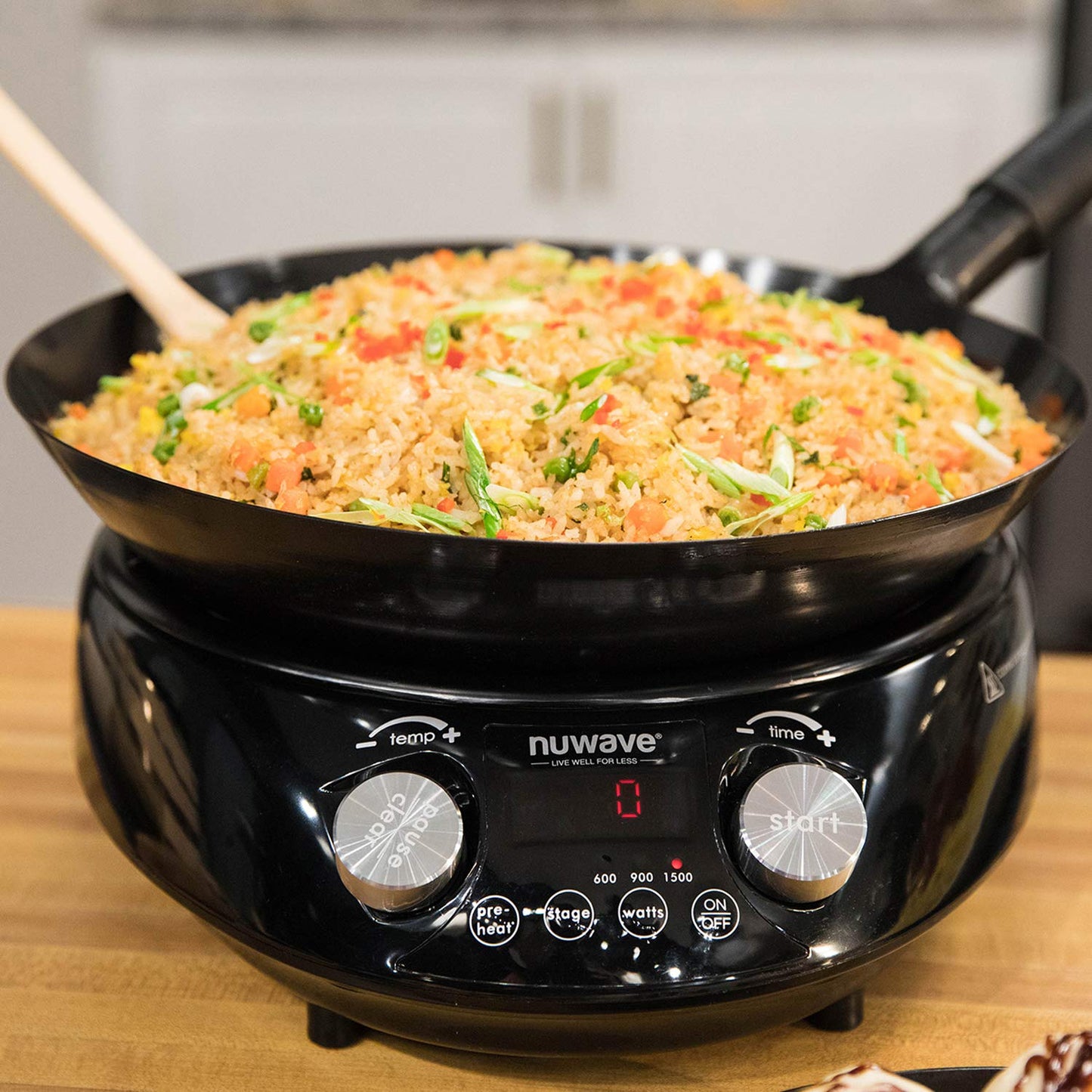 Nuwave Pro Chef Induction Cooktop, Commercial-Grade, Portable, Powerful 1800W, Large 8” Heating Coil & Mosaic Induction Wok, Precise Temp Controls from 100°F to 575°F in 5°F