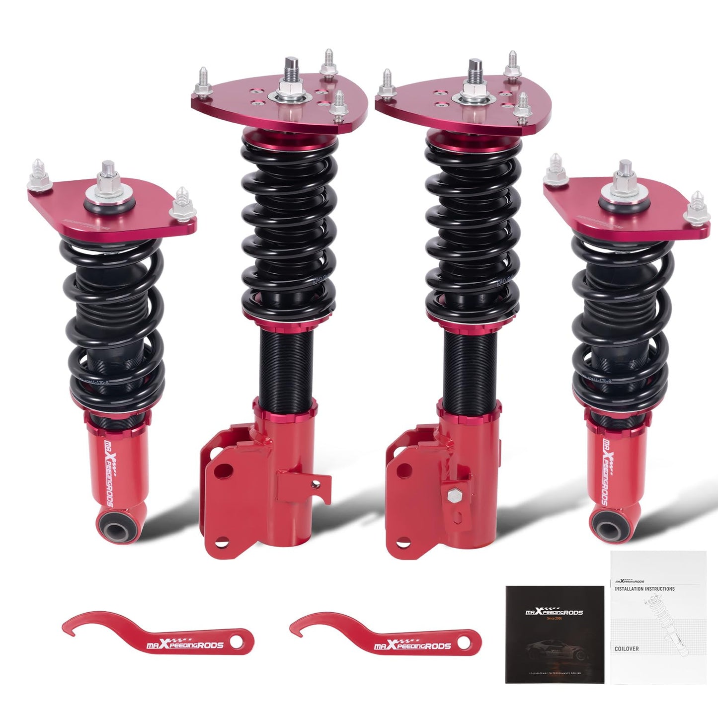 maXpeedingrods Coilovers for Subaru WRX 2015-2021, for WRX STI 2015-2021, Height Adjustable Full Coilover, Suspension Kit, Preset Damping Shock Absorber Struts, Lowering Kit Red