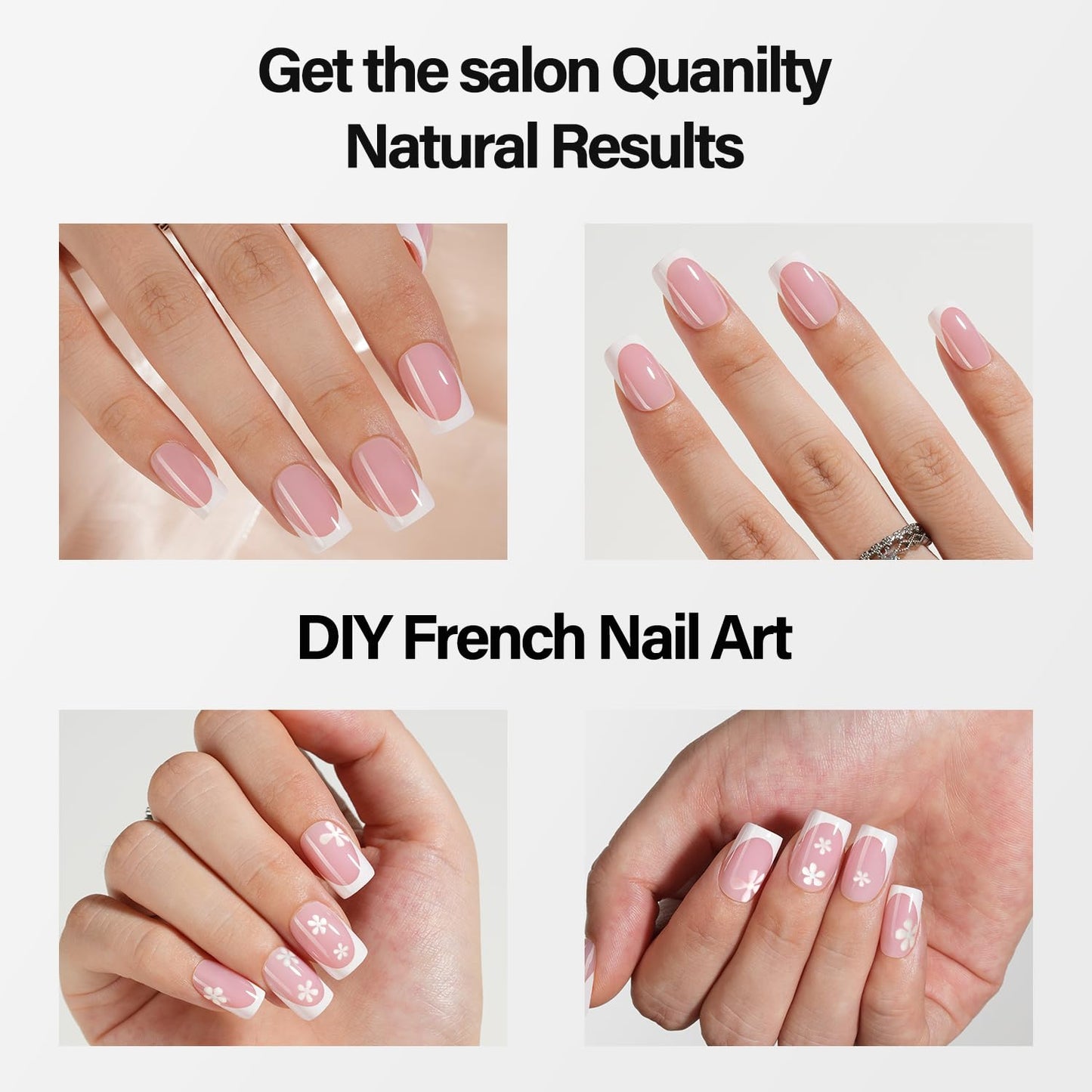Vansiho French Gel Nail Tips 600Pcs, Short Square Soft Gel Nail Tips, Pink French Tips Press on Nails, Fake Nails with Box for Nail Art DIY 15 Sizes