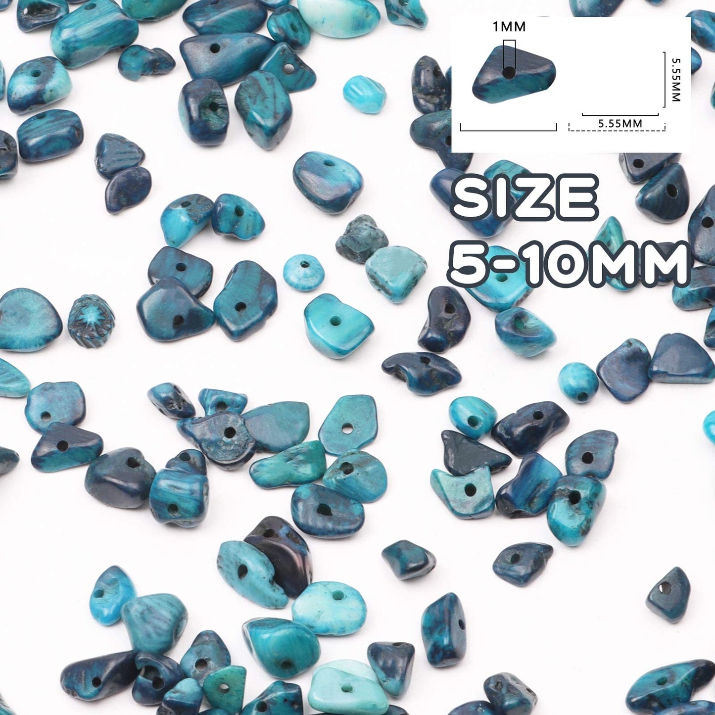500 pcs Natural Chip Stone Beads Multicolor 5 mm to 8 mm Irregular Gemstone Healing Crystal Loose Rocks Bead Hole Drilled DIY for Bracelet Necklace Earrings Jewelry Making Craft