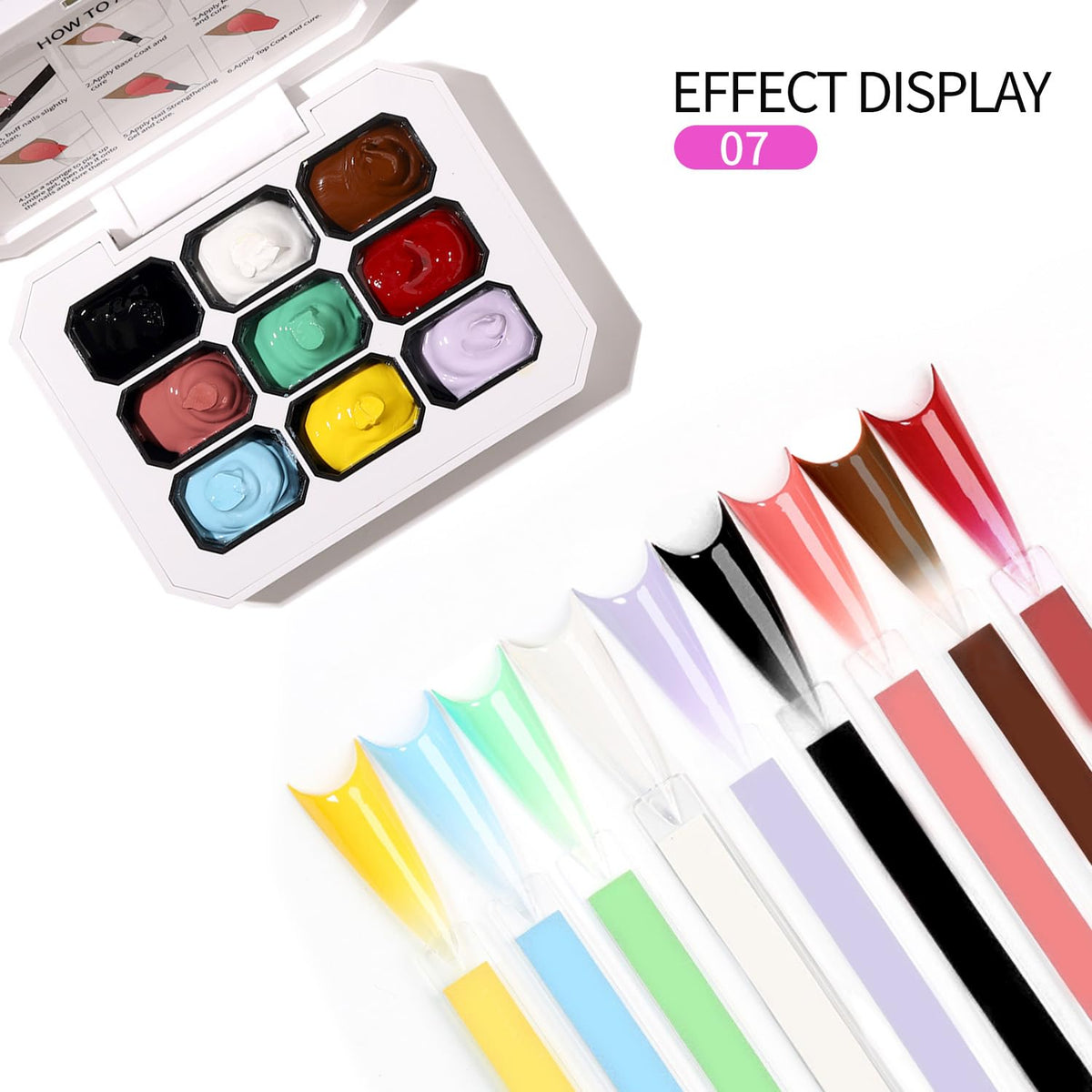 AOBOO Ombre Gel Polish Nail Sponges for Ombre 9 Series Colorful Blush Effect Pat Painting Gradient Blooming gel ombre & pat paint for nails Multistyle French Manicure Nail Art DIY Home (A7, 1)