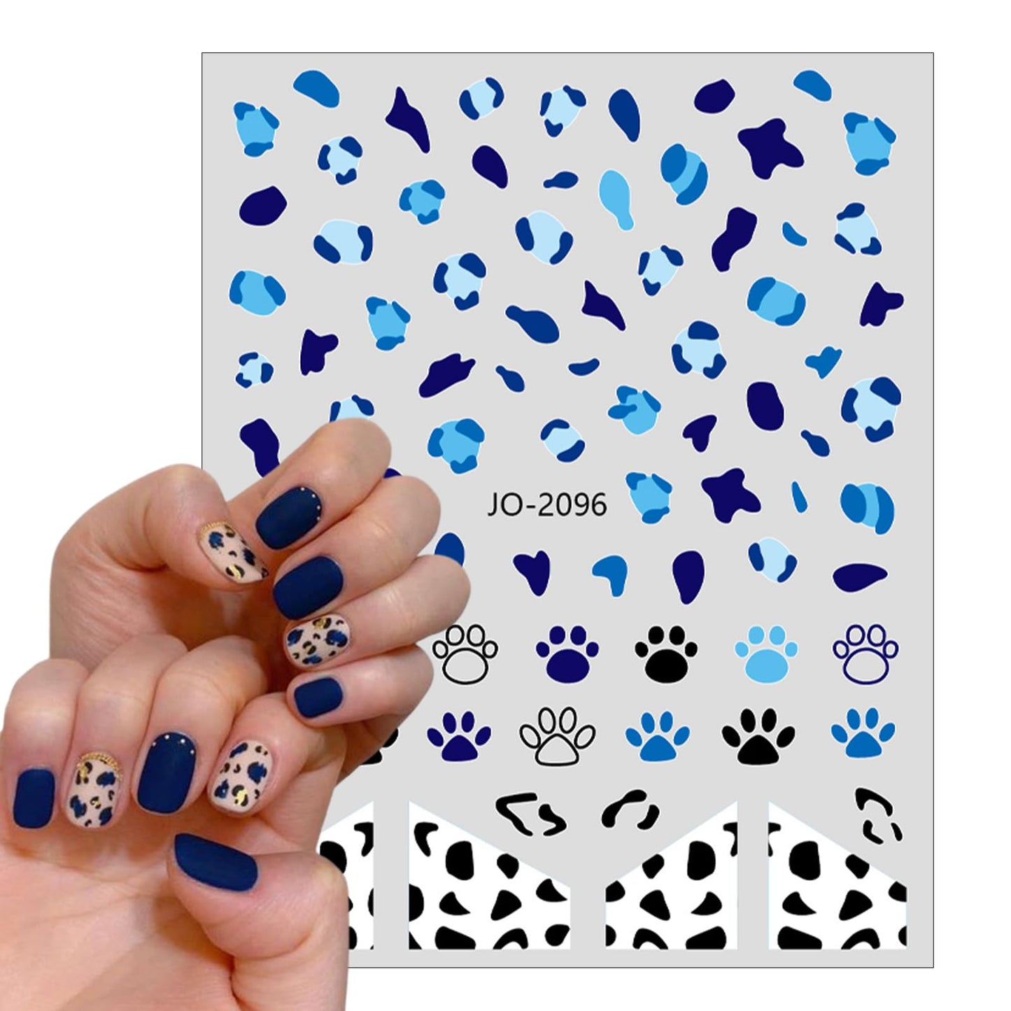 6 Sheets French Leopard Nail Stickers 3D Self-Adhesive Pink Brown Leopard Nail Designs Colorful Animals Suitable for Women Girls DIY