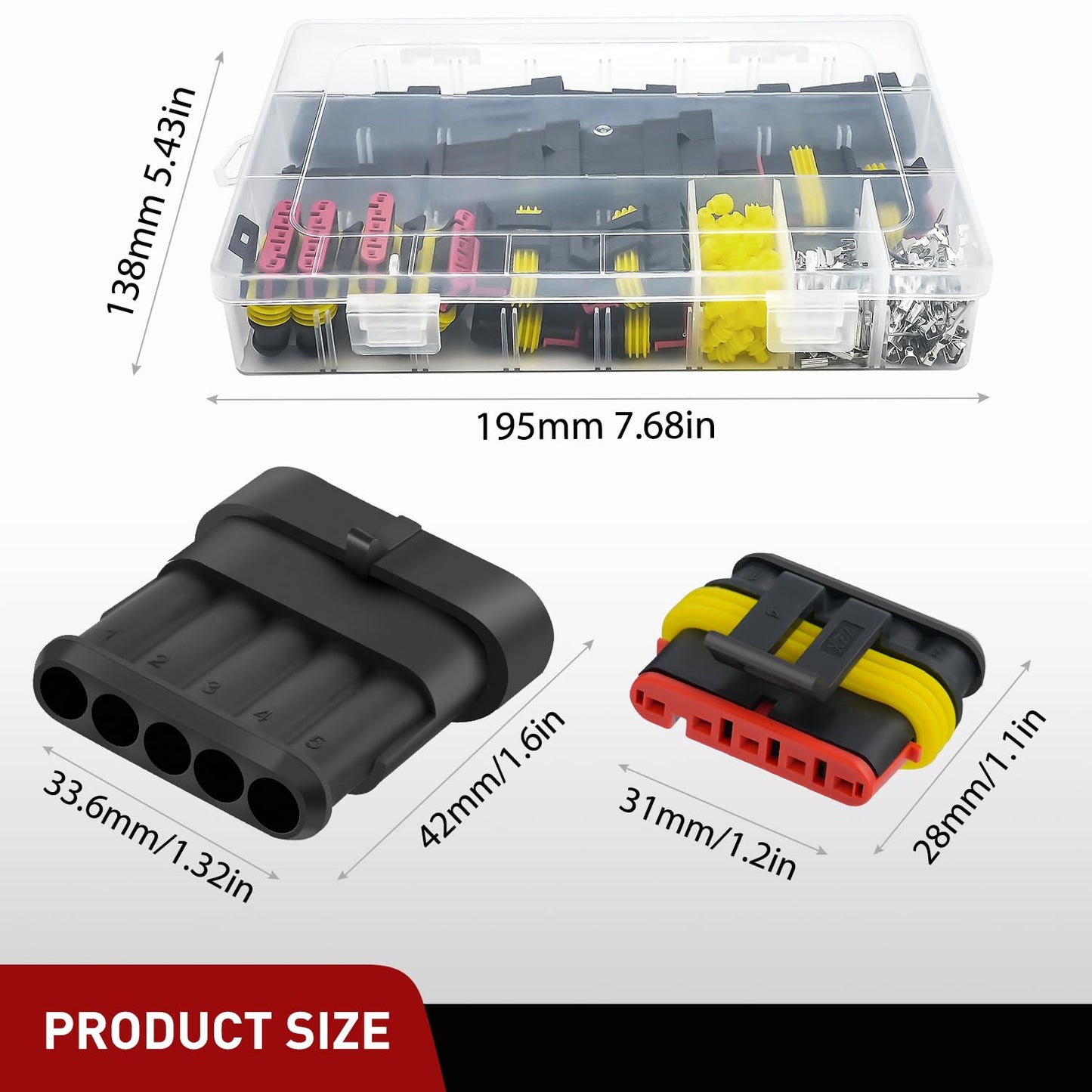Nilight 220PCS 5 Pin Electrical Connector ‎Plug Male Female Terminal Wire Connectors Waterproof 5 Way Automotive Connect Set for Car Truck Motorcycle Marine Boat 10 Sets