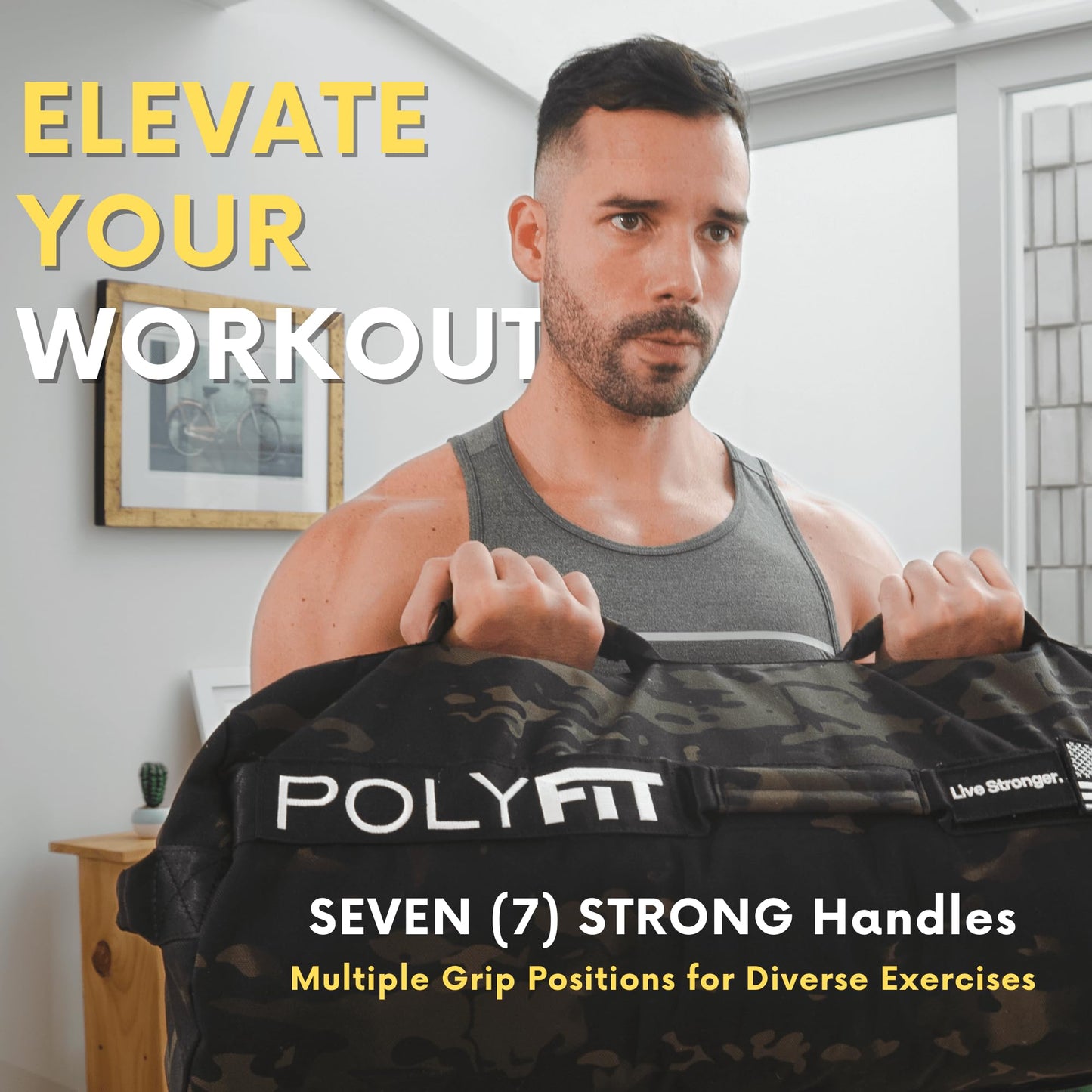 Polyfit Sandbag Pro - Workout Sandbag with Triple Closure Filler Bag and Reinforced Nylon Webbing - Black - 40LB