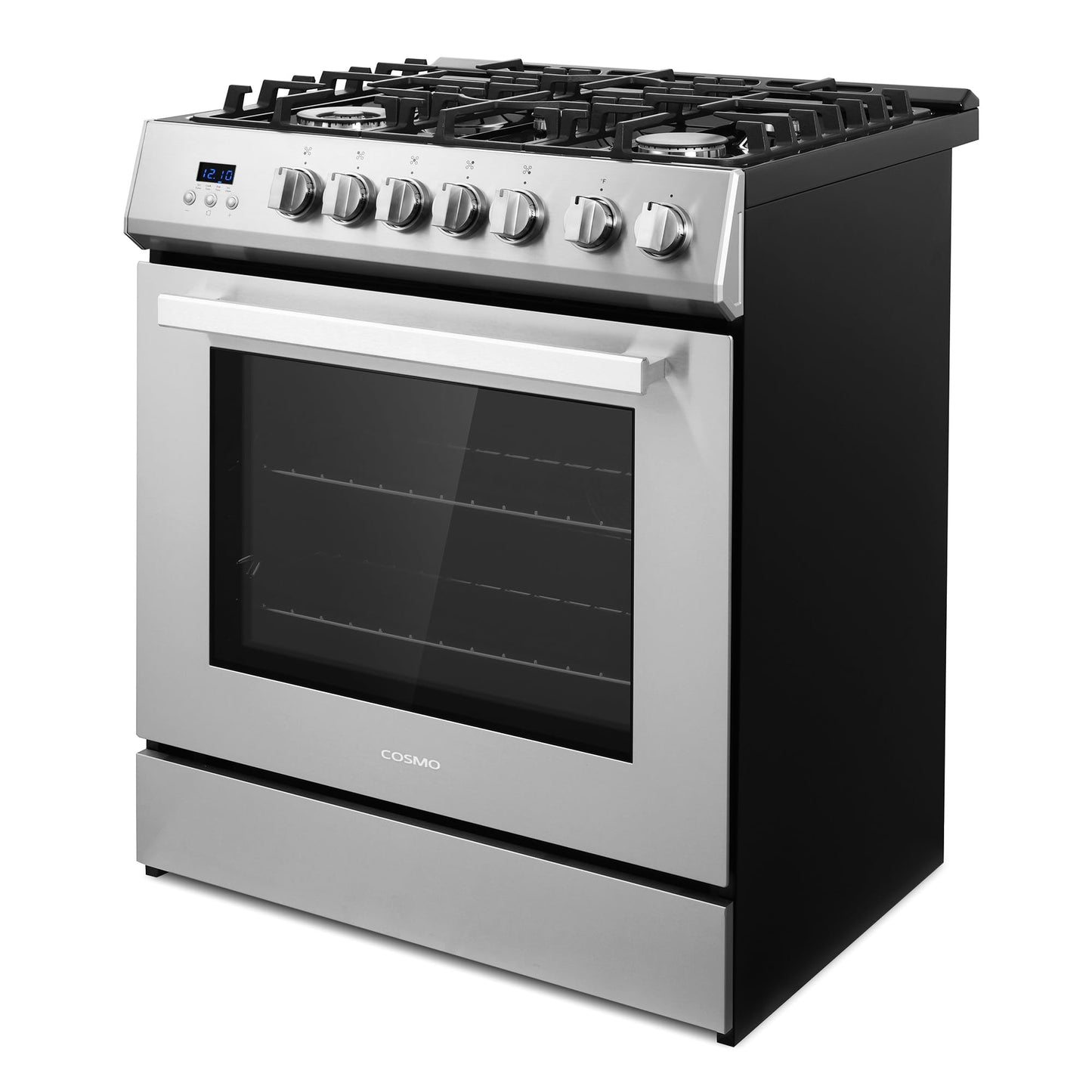 COSMO COS-305AGC 30 in. 5.0 cu. ft. Freestanding Single Oven Gas Range with 5 Burner Cooktop and Heavy Duty Cast Iron Grates in Stainless Steel