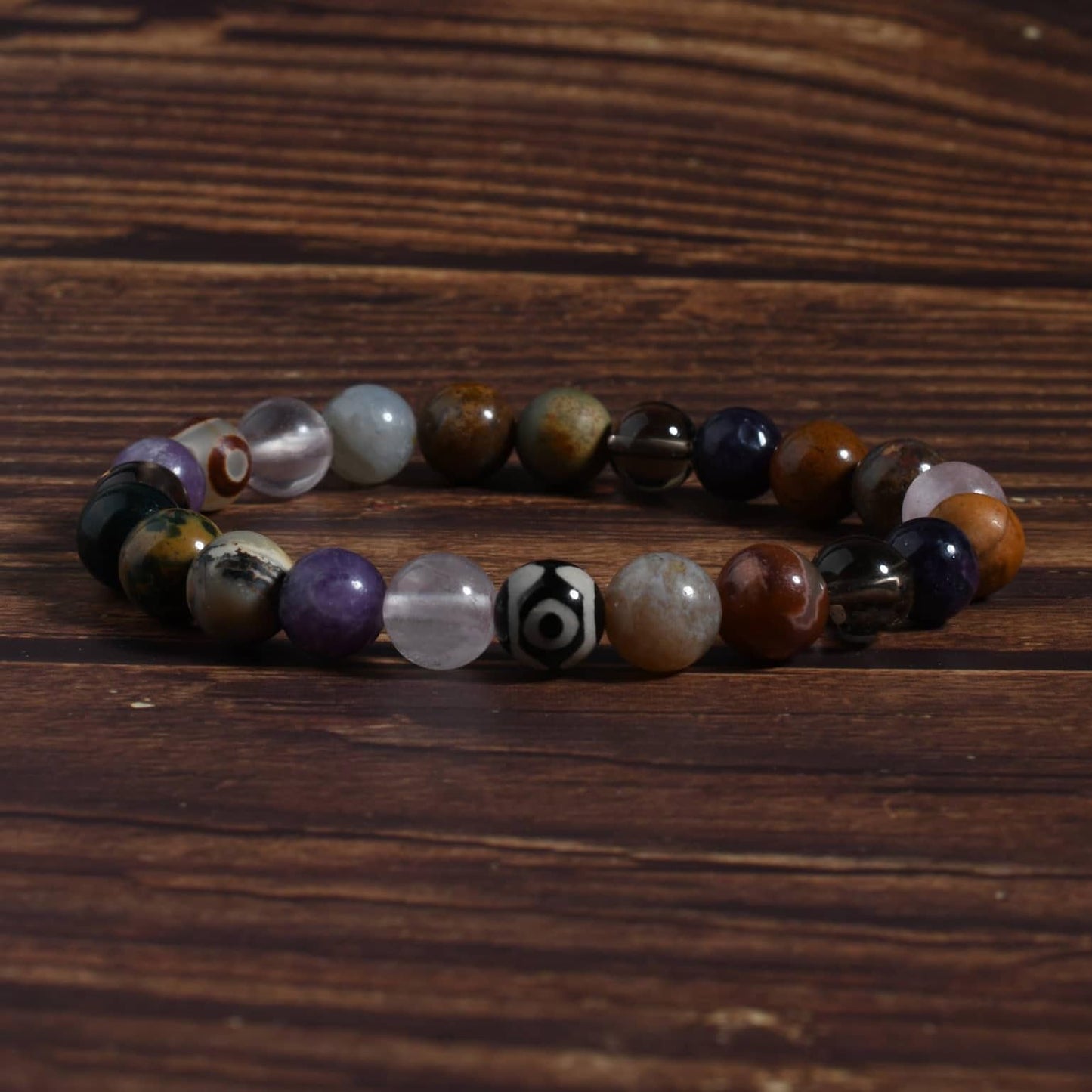 Gracayfr Anxiety Relief Bracelet Empath Protection Rose Quartz Smoky Lepidolite Picasso Jasper Natural Gemstone Healing Crystal Gifts Grounding Jewelry For Women DZI Agate