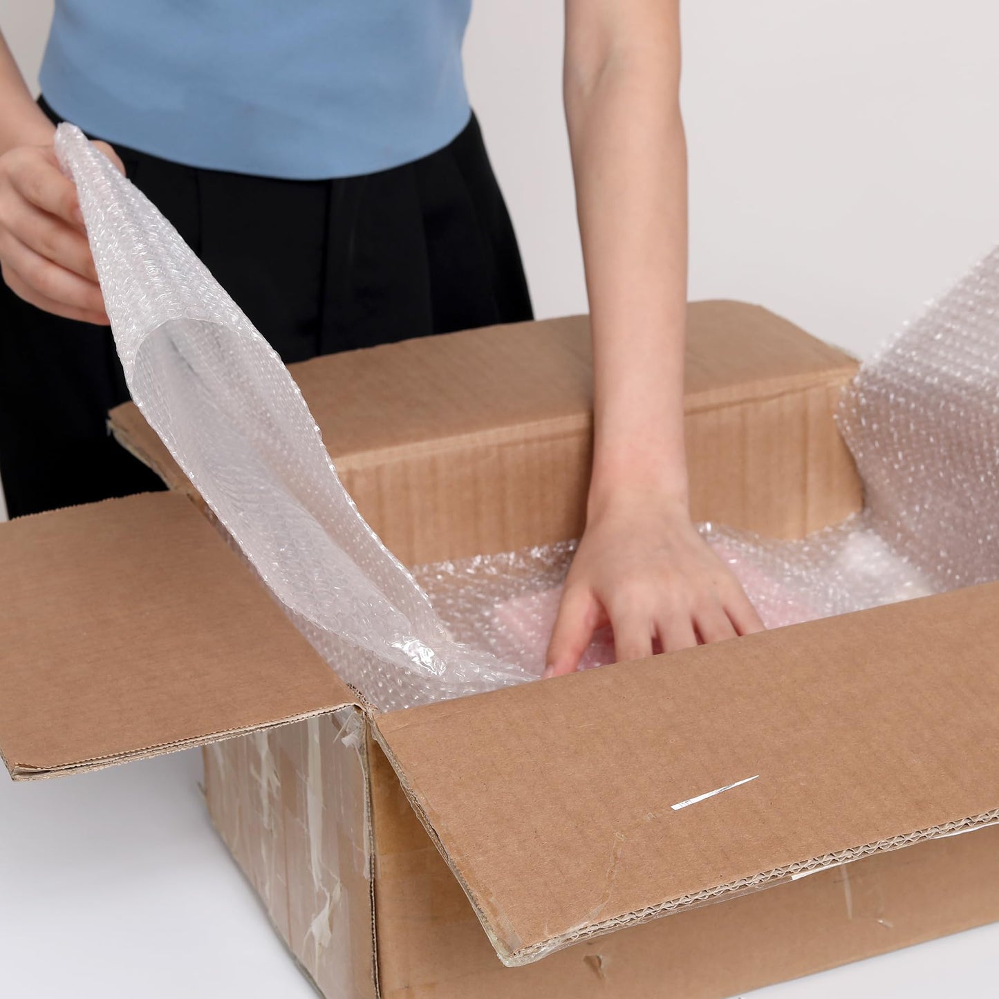 wanguagua 2 Pack 12 Inch x 100 ft Total Bubble Packing Wrap for Moving Boxes Shipping Cushioning Supplies Perforated Every 12”