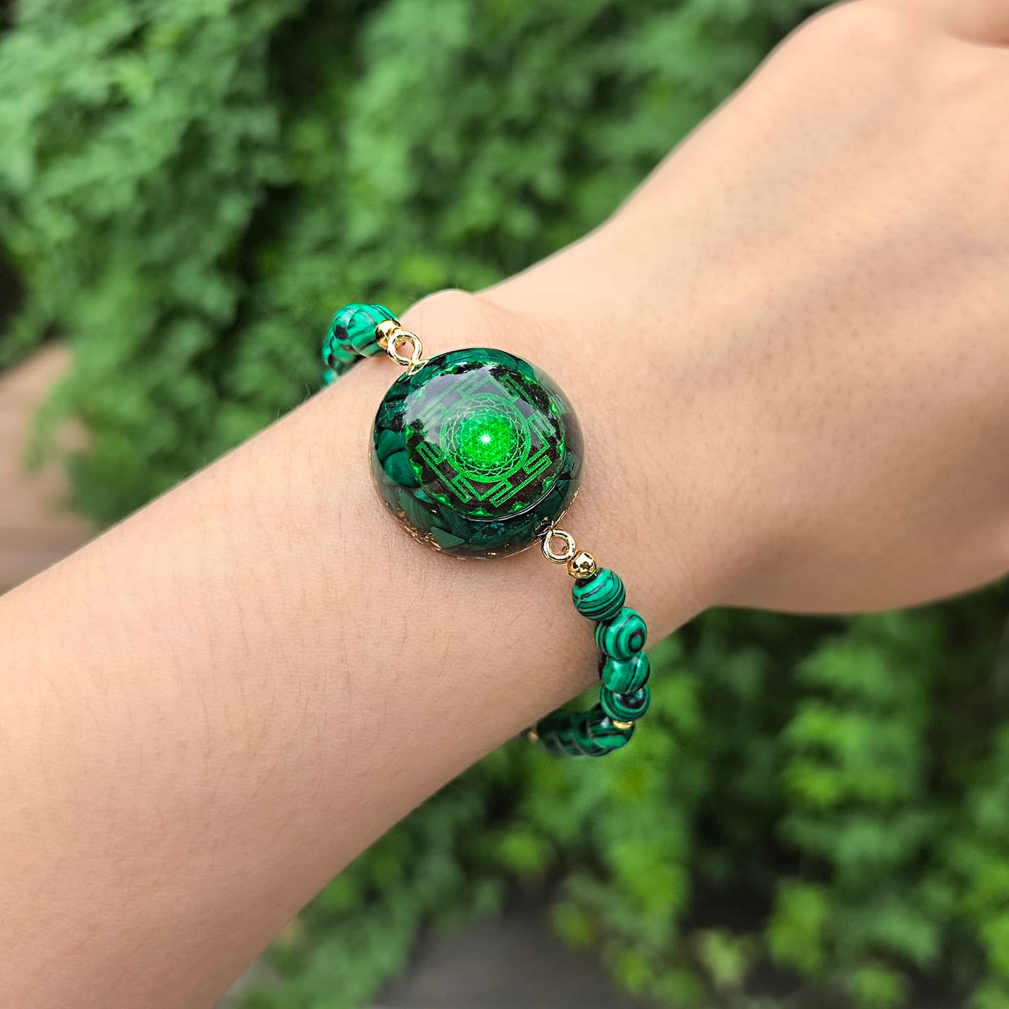 Day Day Up Malachite Bead Stretchy Bracelet for Women & Men, Orgonite Energy Healing Crystal Bracelet, Chakra Balancing Spiritual Jewelry (Style 4)