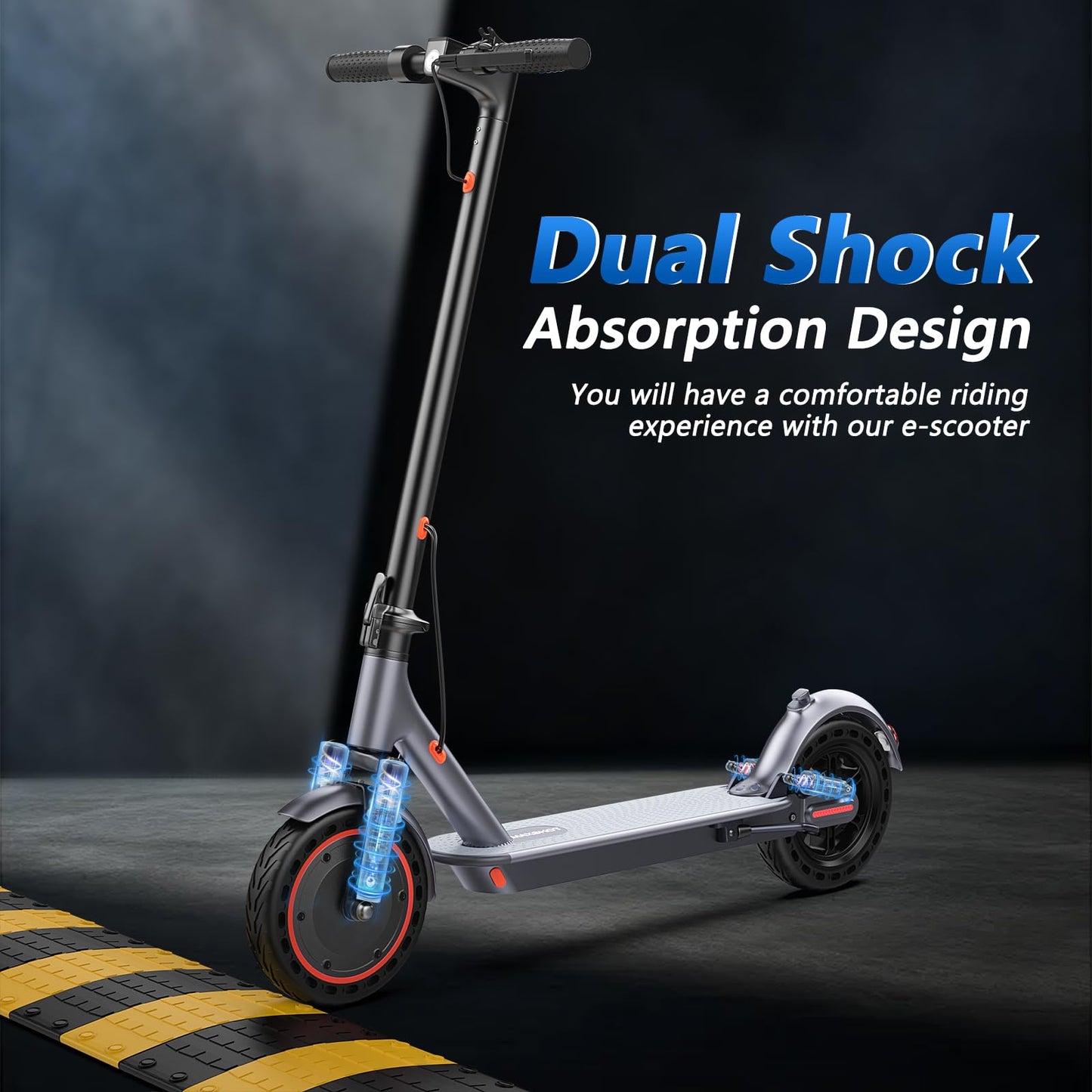 MAXSHOT Electric Scooter Adults, 500W Motor Up to 22 MPH, 22/28 Miles Long Range, 10" Solid Tires with Dual Suspension, Foldable Commuter E-Scooter with Dual Braking, LED Display & APP Control