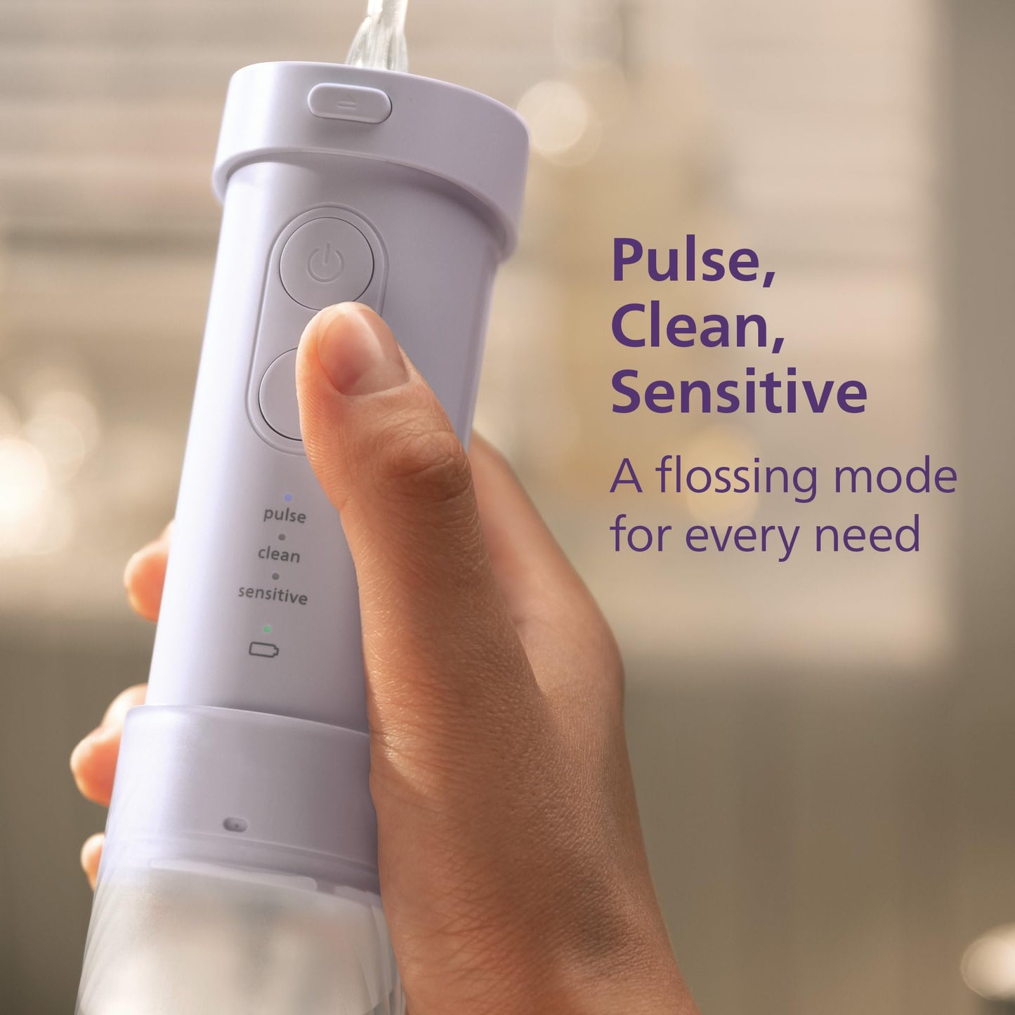 Philips Sonicare Compact Flosser 1000, Purple, ProtectiveClean 5300 Rechargeable Electric Toothbrush and 2PK Compact Nozzle Bundle