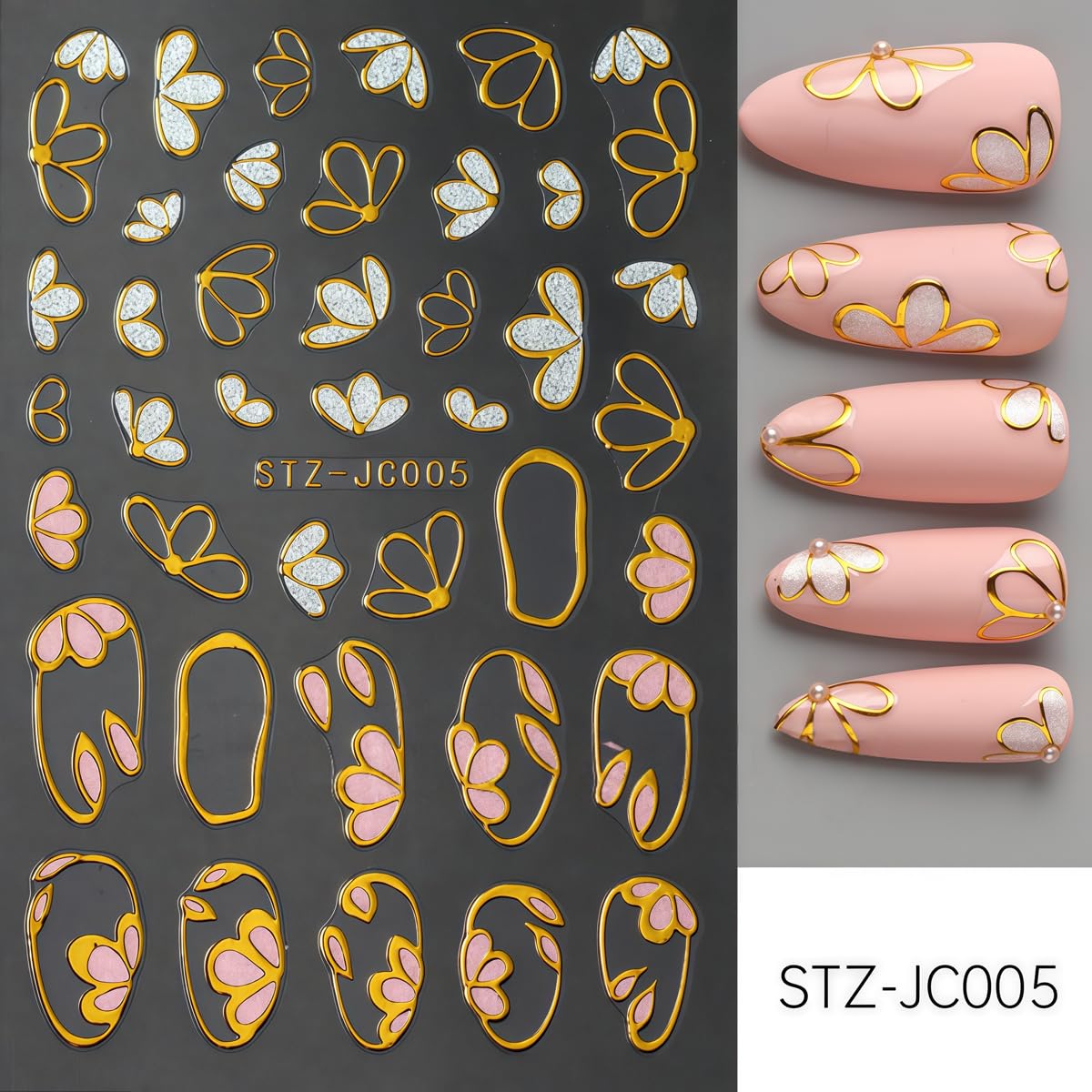 6 Sheets Flower Nail Stickers for Nail Art Spring Nail Decals 5D Self-Adhesive Glitter Butterfly Nail Design Summer Nails Supplies for Women Girls DIY Nail Art Decor