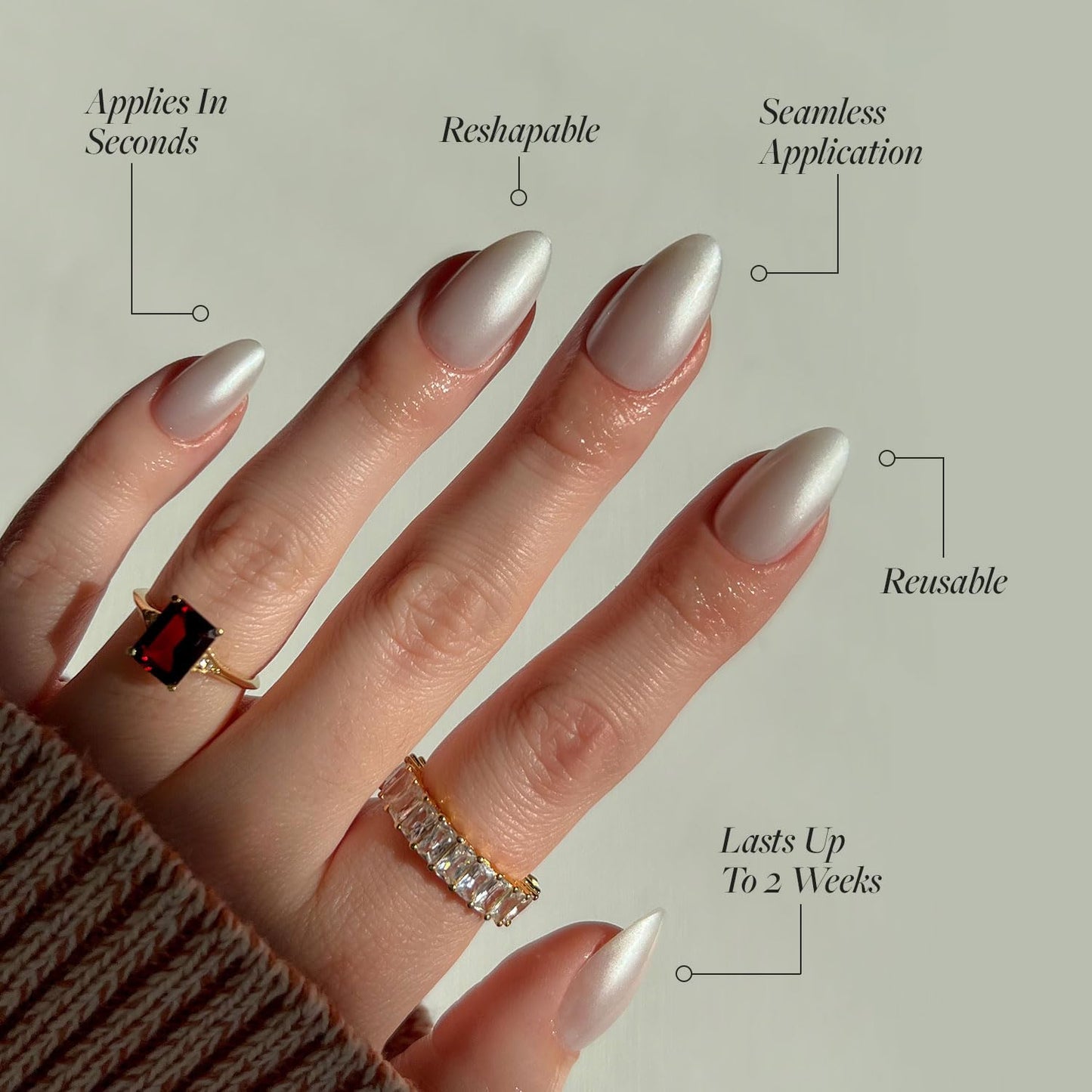 Glamnetic Press-On Nails Bundle - Cashmere Blue & Hailey | Opaque Soft Blue Short Squoval False Nails | Glazed Short Almond Fake Nails | Reusable, Salon-Quality Nail Kits