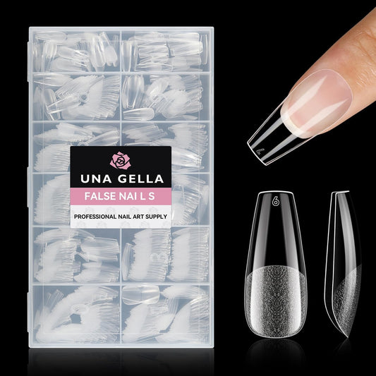 UNA GELLA Coffin Nails Tips 504pcs 12 Sizes, Soft Gel Nail Tips Acrylic Full Cover Pre-buffed Medium Coffin Press On Fake Nails For False Nails Extension Home DIY Salon Gifts for Women and Girls