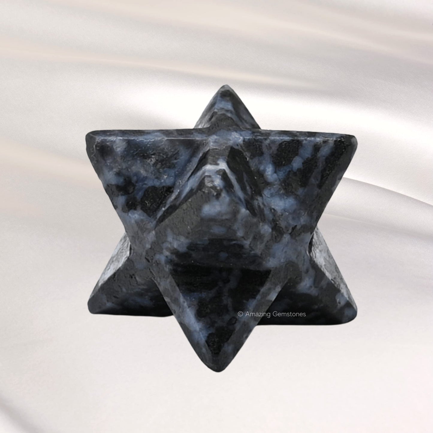 Amazing Gemstone Indigo Gabbro Merkaba Crystal - 0.75 Inches Metaphysical Merkaba Star for Meditation - Energetic Tetrahedron Crystal and Healing Stones for Spiritual Growth and Healing (15-20mm)
