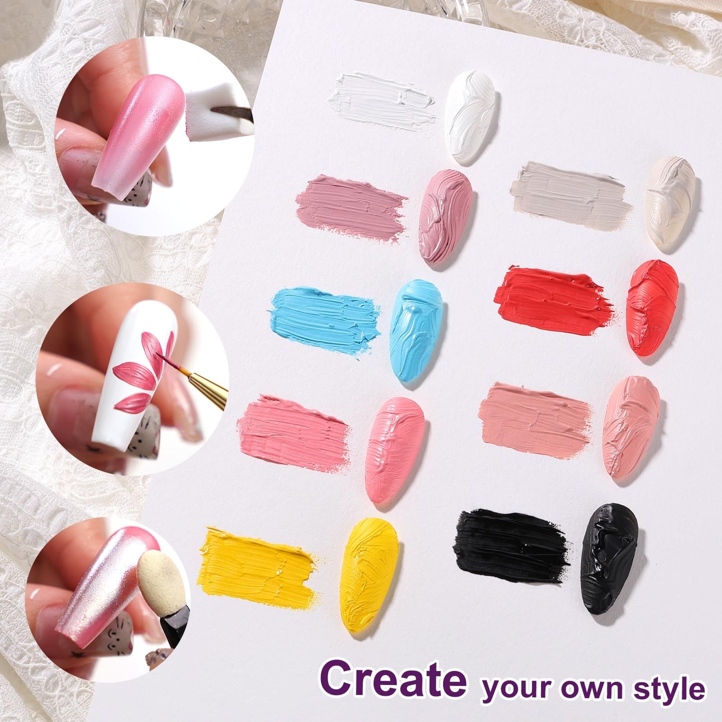 U-Shinein Gradient Painting Gel, 9 Colors Ombre Gel Nail Polish Oil Painting 3D Sculpture Effect for Pigment Pat Nails French Manicure DIY Nail Art Long-lasting Soak of UV/LED Artistic Inspiration
