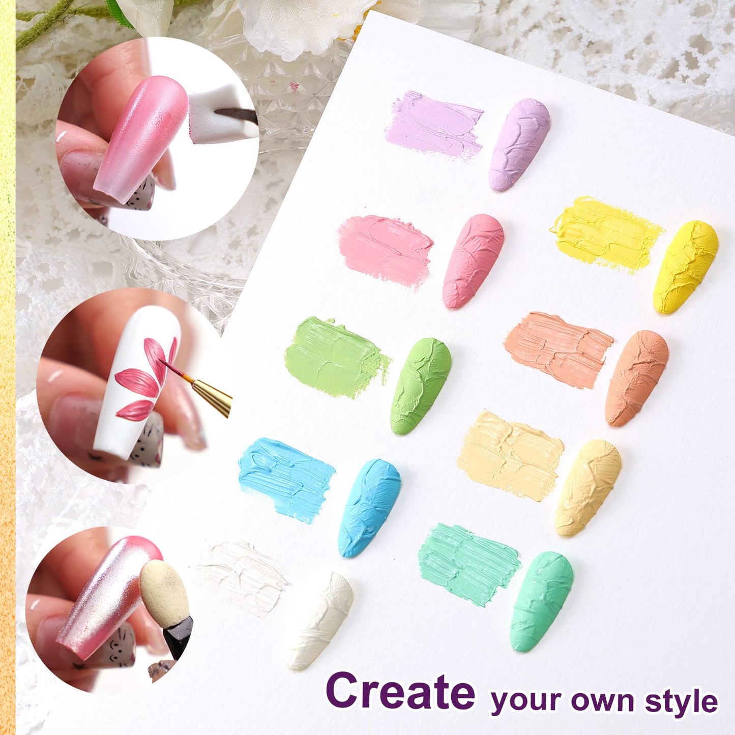 U-Shinein Gradient Painting Gel, 9 Colors Ombre Gel Nail Polish for 3D Nail Sculpting Gel Painting Effect Pigment Pat Nails Aura Nails, French Manicure Long Lasting Home Salon Nail Art Easter Egg