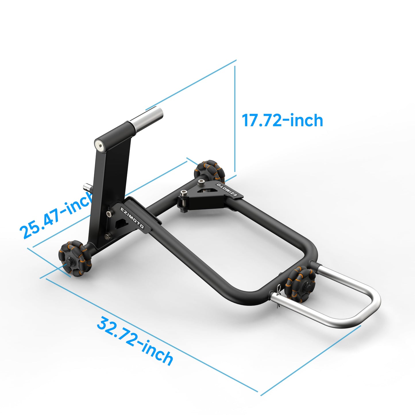EZIMOTO Sport Motorcycle Rear Stand, 360° Movable Lift Stand, Heavy Duty with Wheels, 880 lb Capacity (Orange, Single arm)