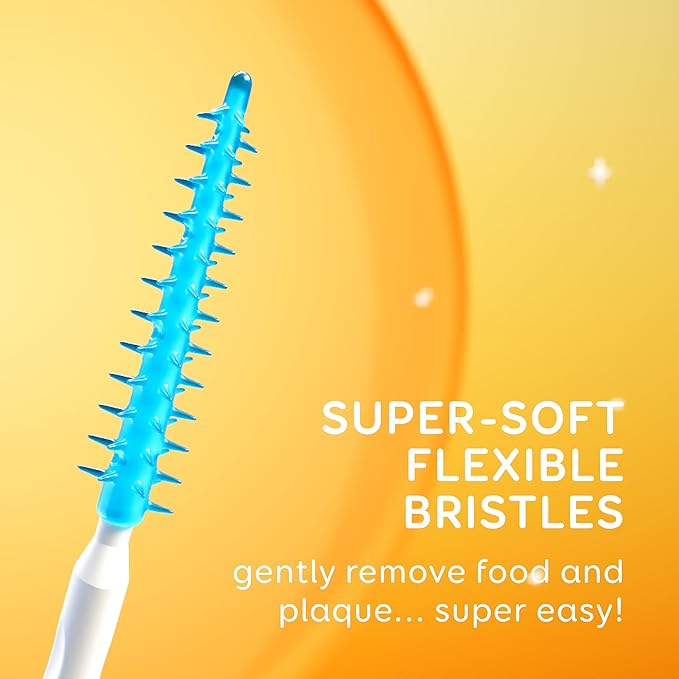 GRIN Softstx, Gentle Dental Picks, 90 Count, Soft Flexible Bristles, Textured Plaque Removing Toothpick, Minty Flavor, for Between Teeth, Refillable Hygienic Case, for Braces, Bridges, and Implants