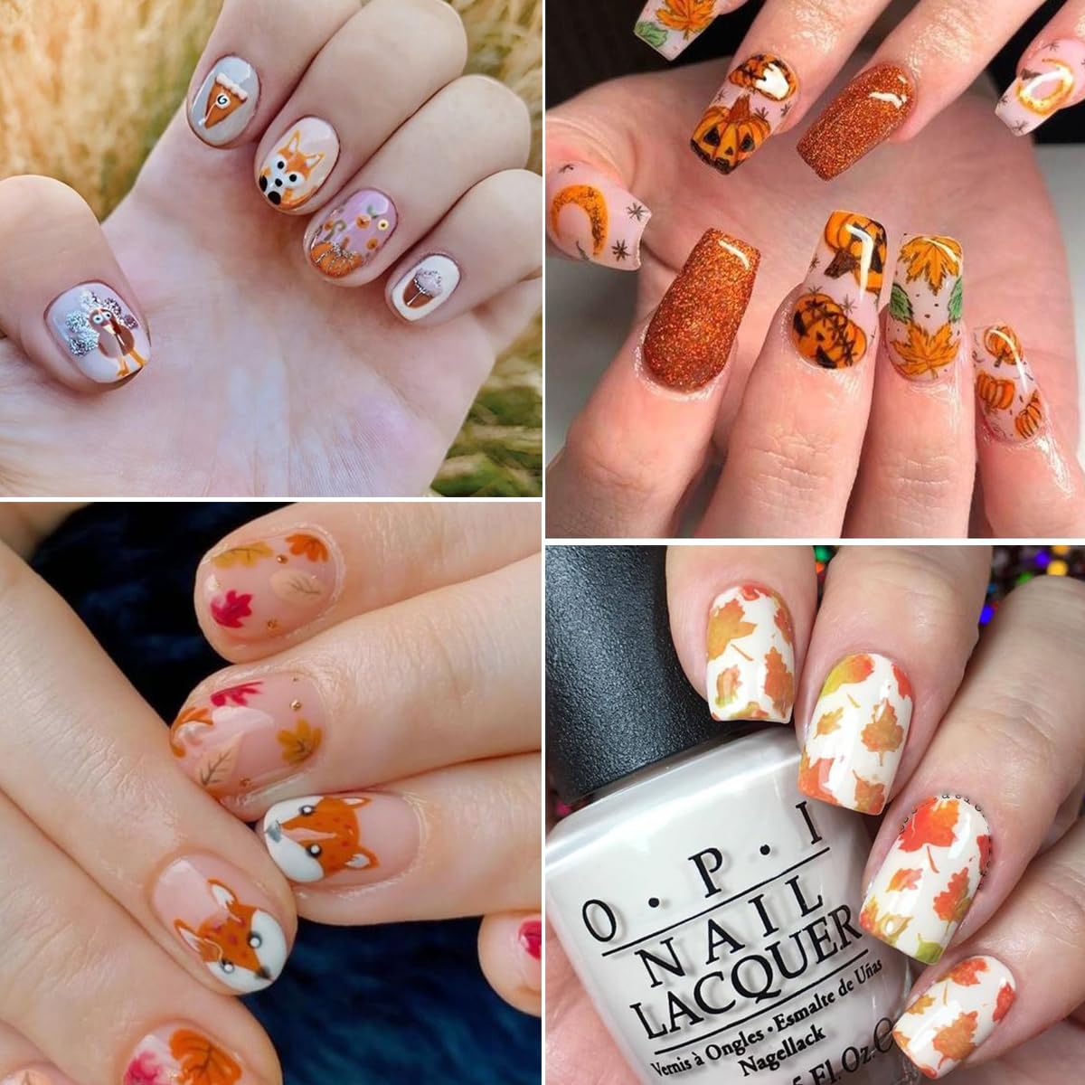 8 Sheets Fall Nail Stickers for Nail Art Autumn Thanksgiving Nail Art Stickers 3D Self-Adhesive Pumpkin Turkey Nail Design Stickers Pegatinas Uñas Maple Leaf Nail Decals for Women Girls DIY Manicure