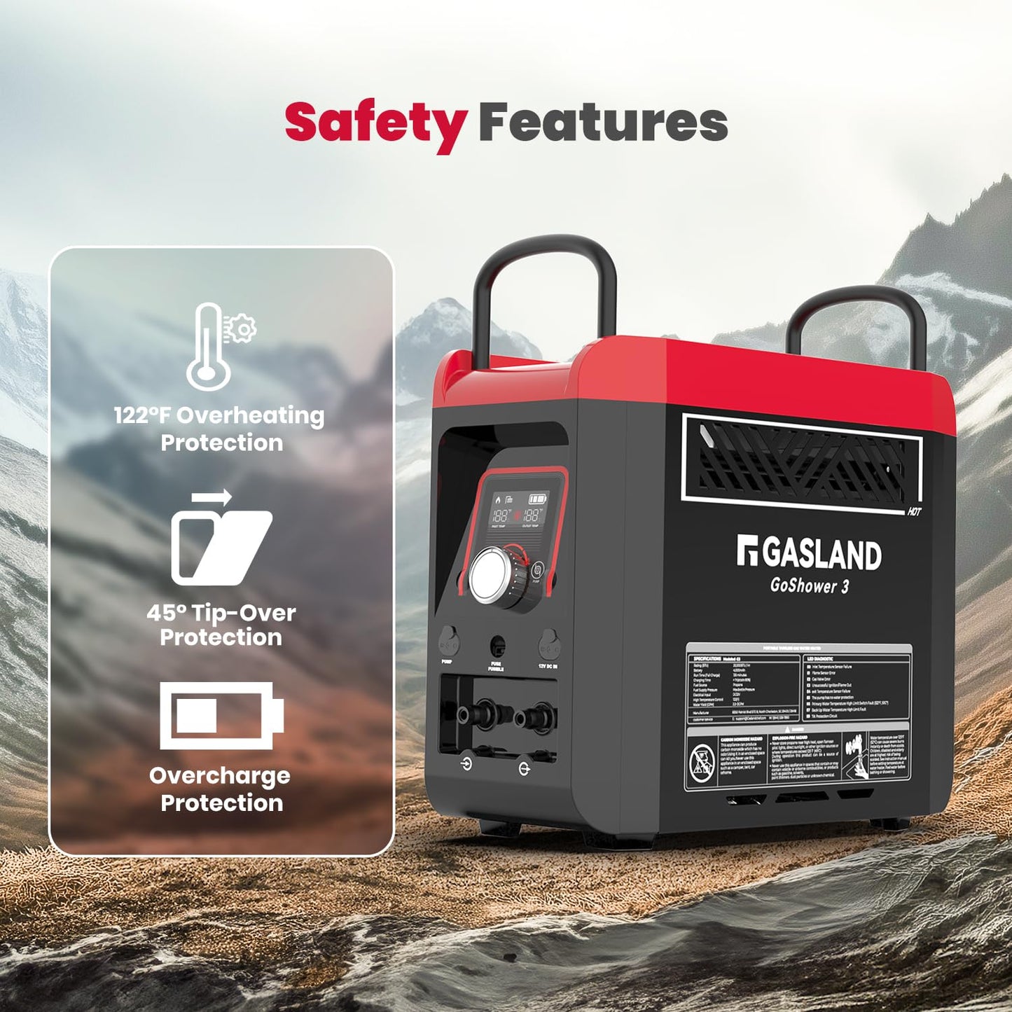 GASLAND Goshower G3 Pro 1lb Propane Portable Camp Water Heater & Shower Pump, CSA Certified, Instant Hot Water for Outdoor Camping, Hiking, Glamping & Vacationing, 4000mAh Rechargeable Shower System