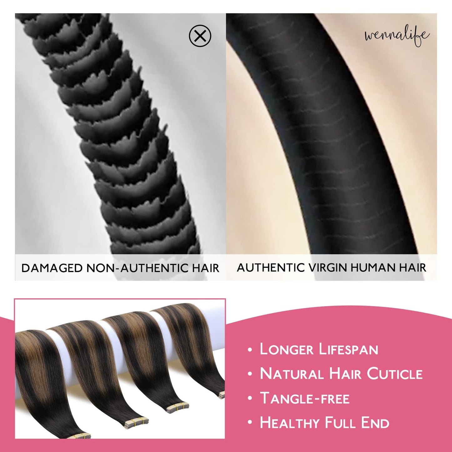 WENNALIFE 10PCSTape in Hair 1B/6/1B