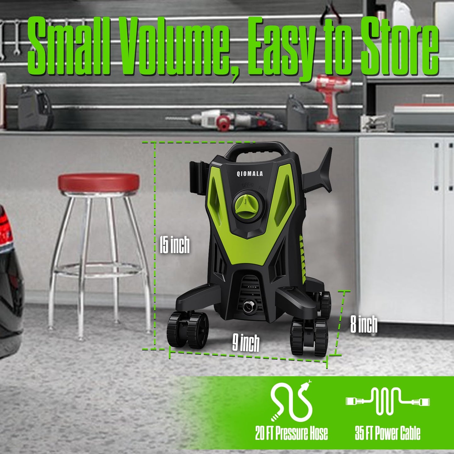 QIOMALA Pressure Washer -4800PSI Power Washer with 4 Quick Connect Nozzles, High Pressure Cleaning Machine with Foam Cannon for Car/Garage/Patio Home Cleaning