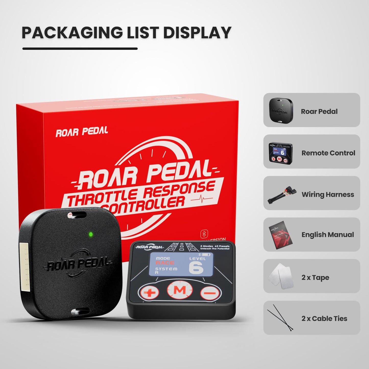 Roar Pedal Throttle Response Controller with Remote Compatible with Some Models of Dodge, Ram, Ford, Jeep, Chevrolet, Chrysler, GMC, Maserati, Mazda, Lincoln, Land Rover