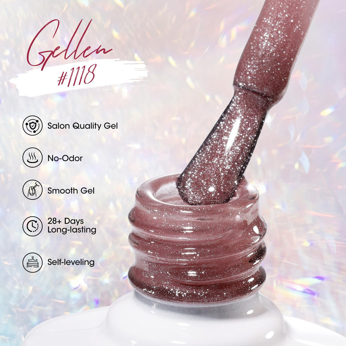 GELLEN Nude Glitter Cat Eye Gel Nail Polish Set, Magnetic Holographic U V Gel Polish Sheer Jelly Shiny Glass Cat Eye Effect Soak off Salon Quality