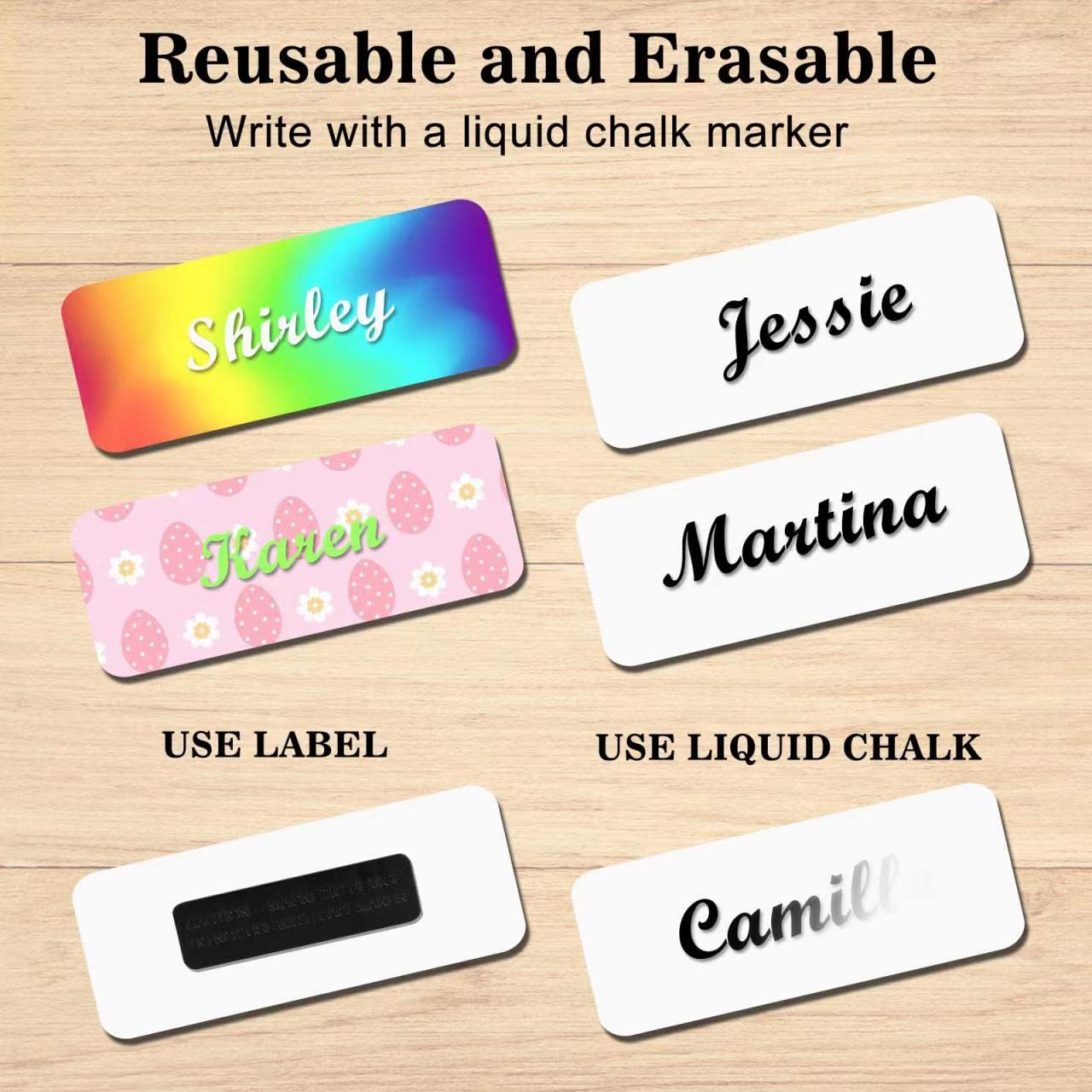 Magnetic Name Tags, 50-Pack Engravable Name Badge with Magnetic Backing, Reusable Name Tags(1" X 3"")"