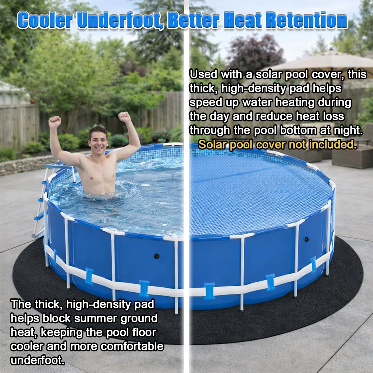 Abimars Pool Pads for Above Ground Pool, 18' Round Seamless Pool Liner Pad for Underfoot Comfort, Puncture-Resistant Pool Liner Protection Mat, Eco-Friendly Fabric
