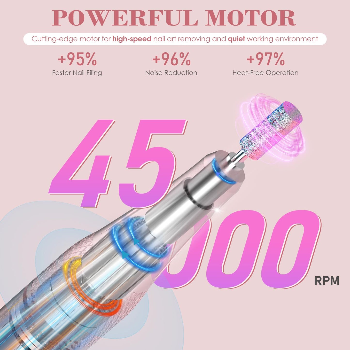 ANBEISTEE 2-in-1 Nail Drill & UV LED Nail Lamp, Professional Rechargeable 45000 RPM Electric Nail Drill Machine, Nail Grinder, Fast Nails Dryer Curing Lamp, Designed for Salon, Home