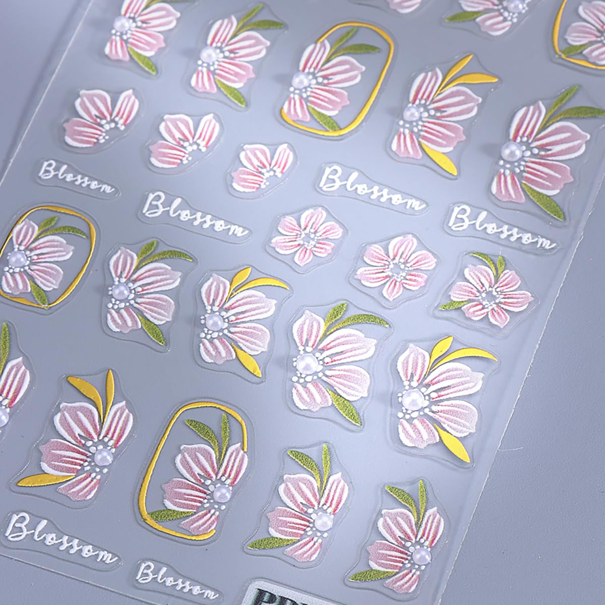 3D Flower Nail Art Stickers Decals Self Adhesive Blossom Flowers Nail Decals with Leaf Design, Spring Floral Nail Stickers for Women DIY Manicure Gel Acrylic Nails Decorations Supply 2 Sheets