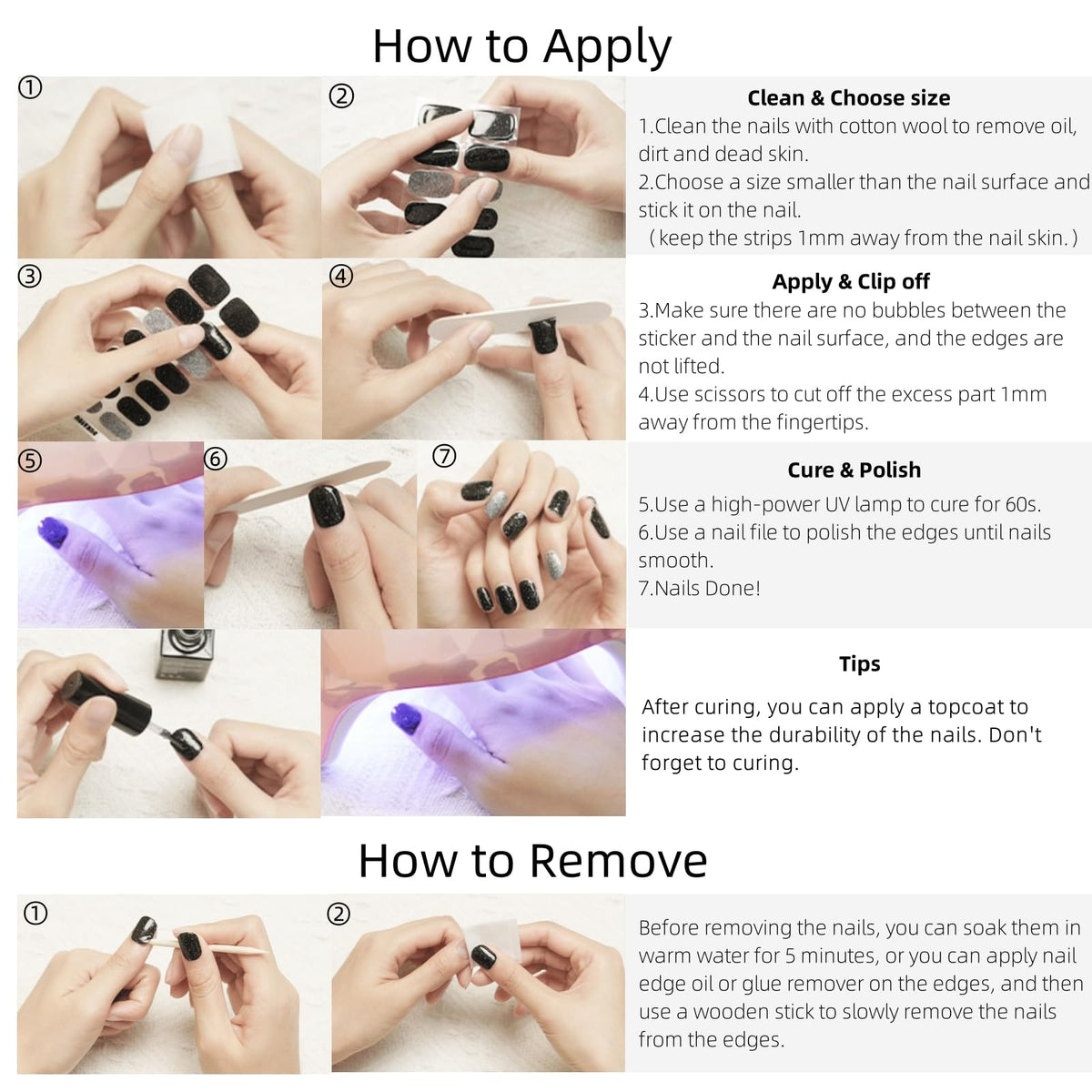 DUKASOU Semi Cured Gel Nail Strips, Stars Shine | 28 pcs Gel Nail Strips Work with Any UV Lamp, Salon Quality UV Nails Stickers, Easy to Apply for Home Nails DIY