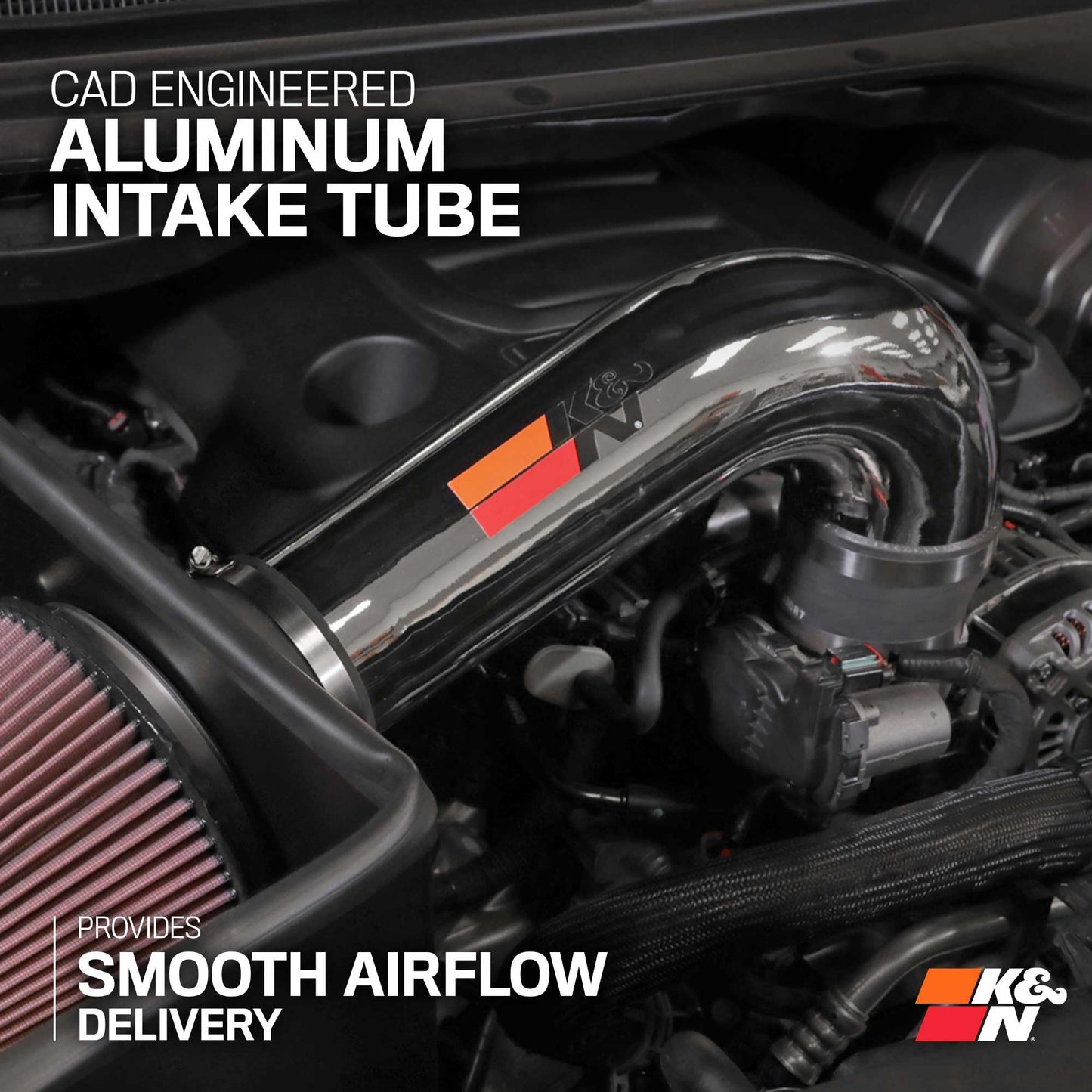 K&N Cold Air Intake System: High-Flow Air Filter, Increase Performance & Towing: Compatible with 2019-2024 RAM 1500, 77-1578KP
