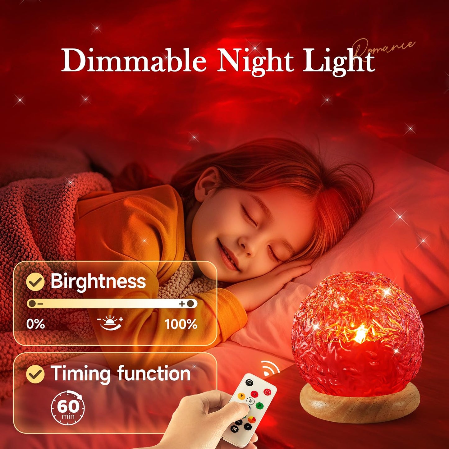 Mubarek Crystal Light Projector, 216 Modes Mood Lighting for Bedroom, Remote & USB Control Room Lights for Bedroom, Ambient Lighting Aesthetic Room Decor for Teen Girls Gifts, Christmas Gifts for Kids