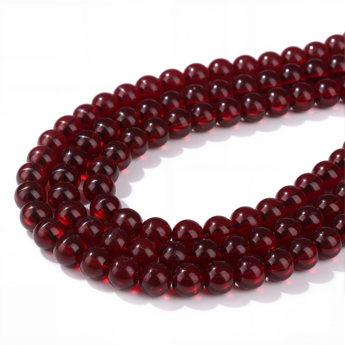 Risyfjew 50PCS 8mm Garnet Red Glass Gemstone Round Loose Beads for Jewelry Making Chakra Crystal Stone Beads for Bracelets Necklace Earrings Making Supplies (50pcs/Strand)