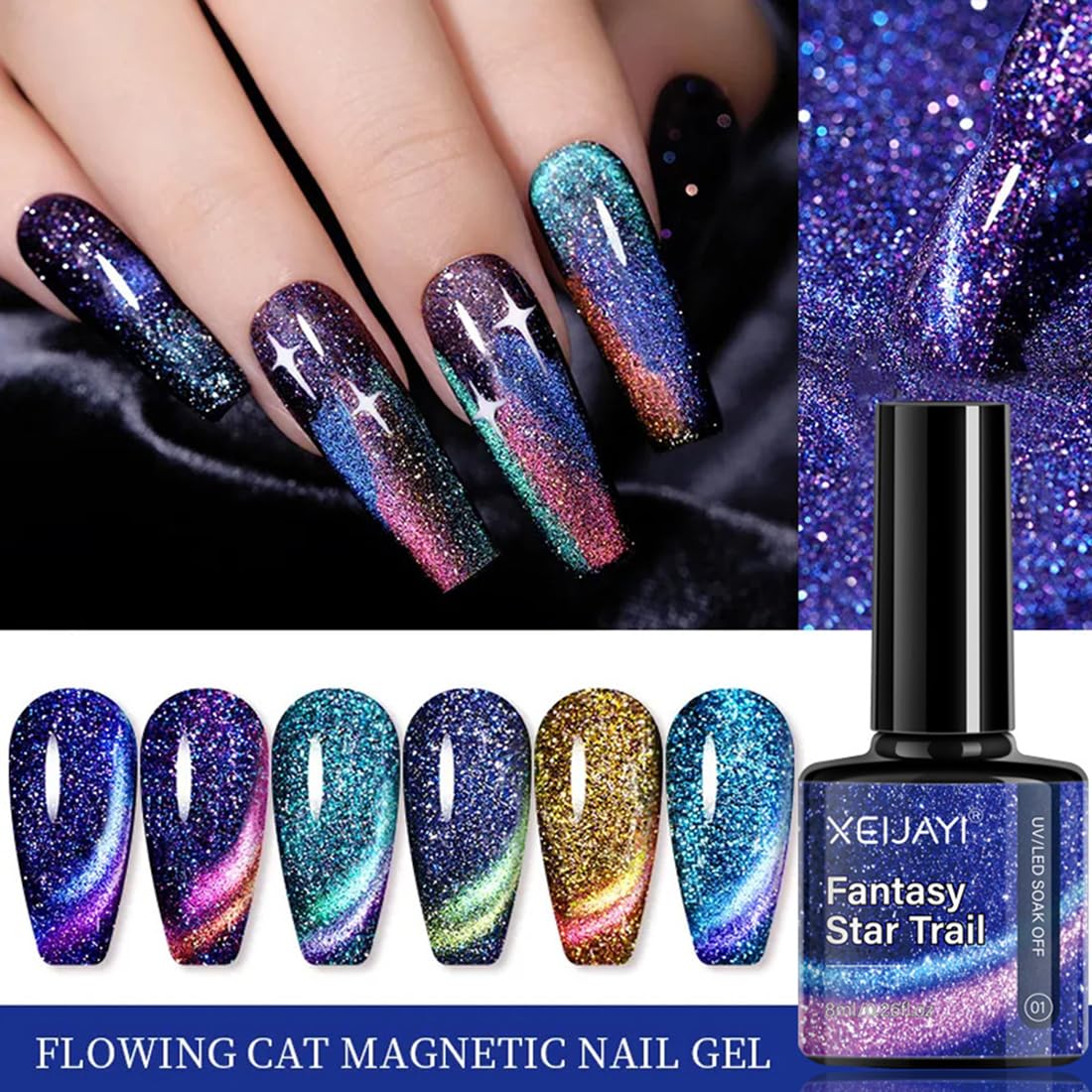 Complete Nail Studio Set with 48W UV LED Lamp, 24 Rainbow Colors, Cat Eye Gel Polish Kit, Nail Drill, Storage Box for Home Manicures