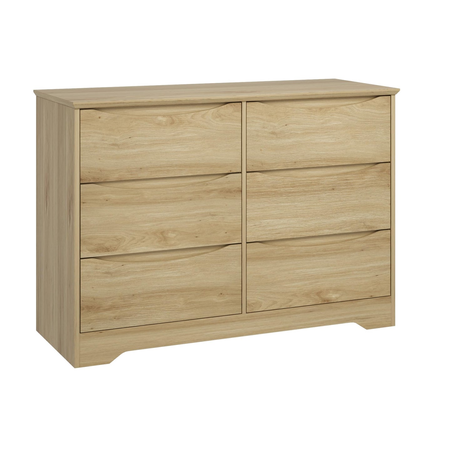 Garvee Wooden Dresser with 6 Drawers, Tall Modern Closet with Deep Storage, Large Chest of Drawers with Wide Top, Long Storage Dresser for Bedroom, Living Room, Hallway, Kids Room, Natural