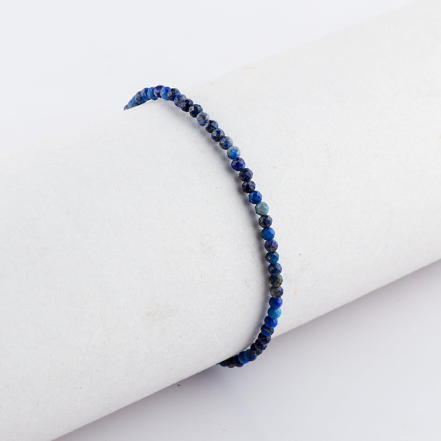 NJCRAFT Lapis Lazuli Bracelet for Women | Natural Blue Gemstone Micro Bead Bracelet (11–13 Carat) | Rose Gold Plated Adjustable Chain 7+1 Inch | Handmade Minimalist Jewelry Gift