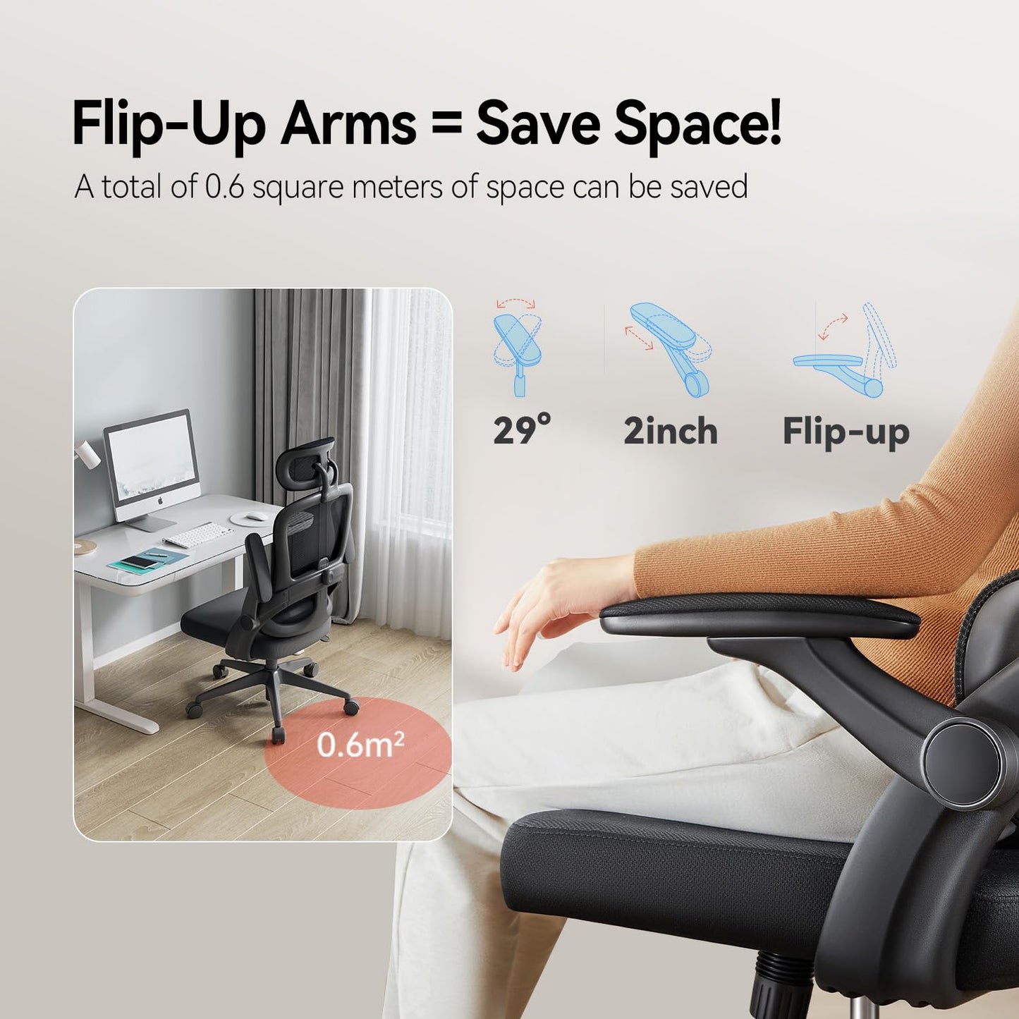 SIHOO Ergonomic Office Chair, Office Chair with Up&Down Lumbar, High Back Home Desk Chair with 3D Armrests, Computer Chair with Adjustable 2D Headrest, Tilt Function Black