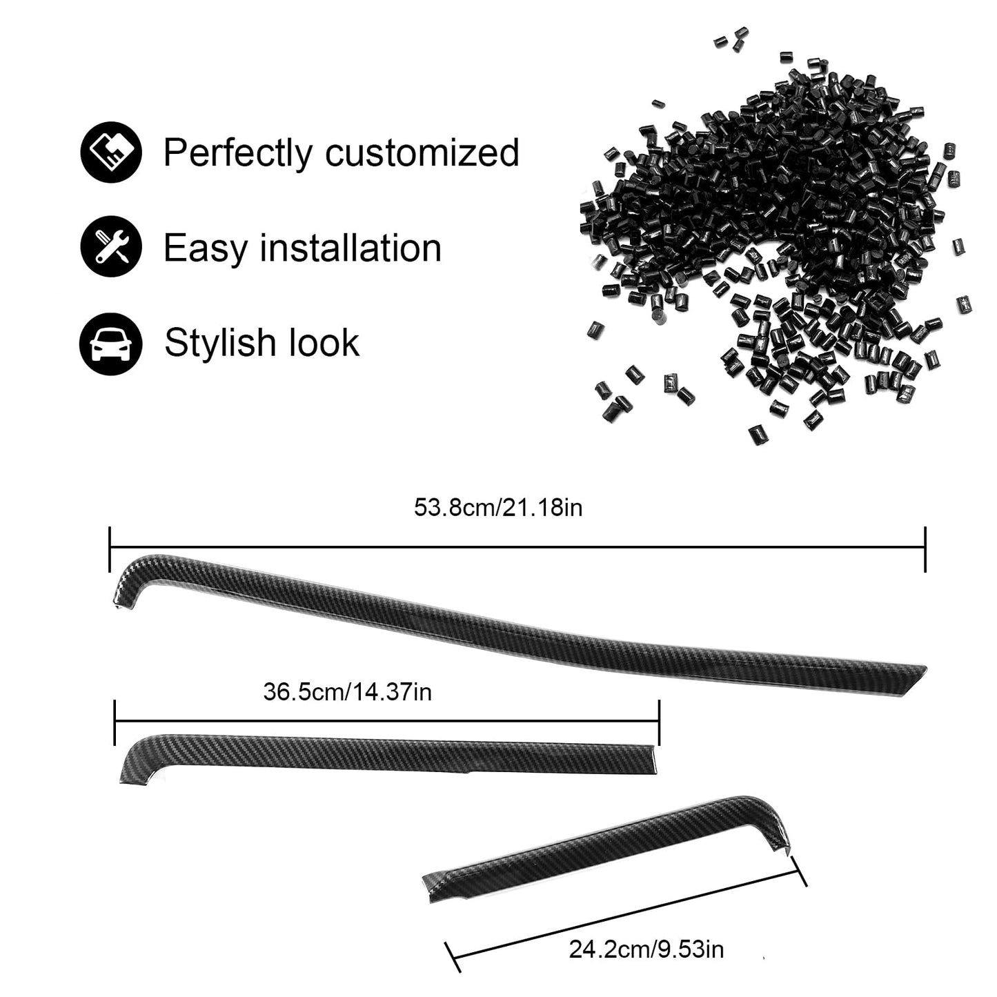 TUWEEN Carbon Fiber Dashboard Strip Trim Compatible with Chevrolet Corvette C8 2020-2023, ABS Central Console Dash Board Cover (Carbon Fiber Pattern)