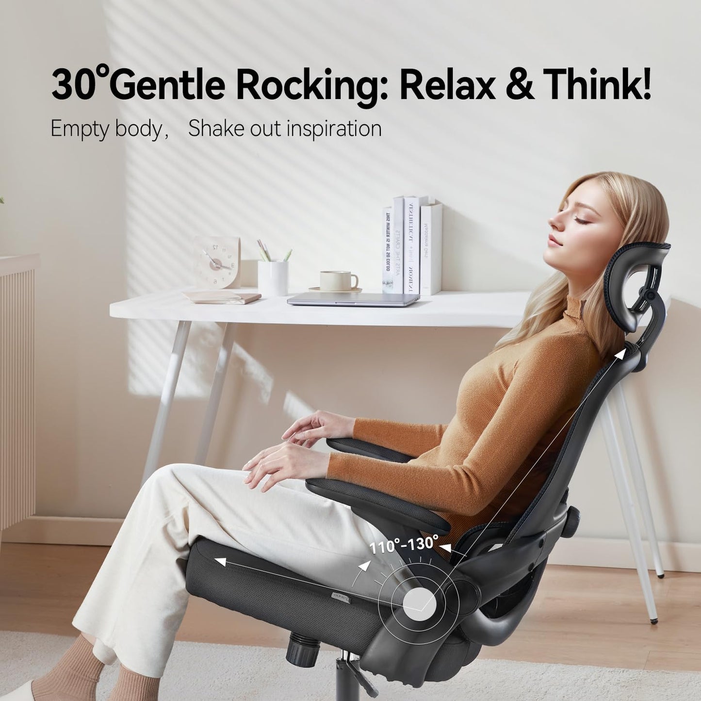 SIHOO Ergonomic Office Chair, Office Chair with Up&Down Lumbar, High Back Home Desk Chair with 3D Armrests, Computer Chair with Adjustable 2D Headrest, Tilt Function Black