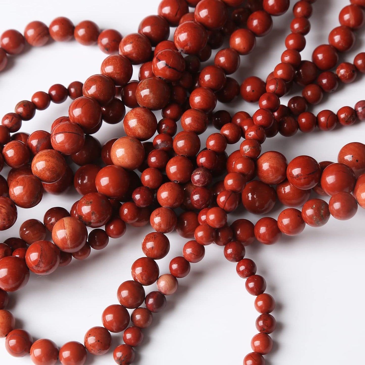 48PCS 8MM Red Jasper Stone Beads Round Loose Beads for Jewelry Making DIY Energy Stone Healing Power Bracelet 15in