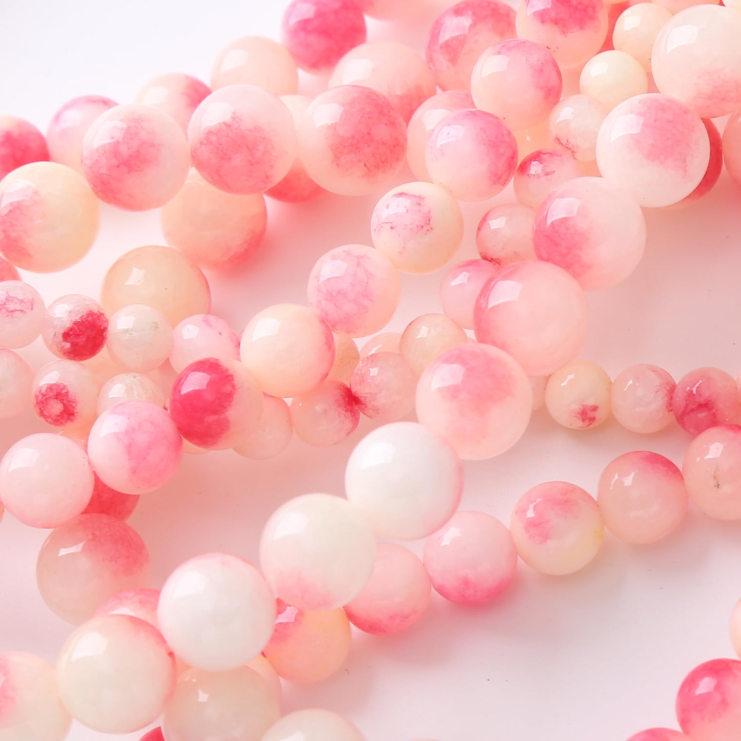 Peach Jade Beads Gemstone Round Crystal Energy Stone Beads for Jewelry Making DIY Bracelet Necklace 1 Strand 15.5inch 35PCS 10MM