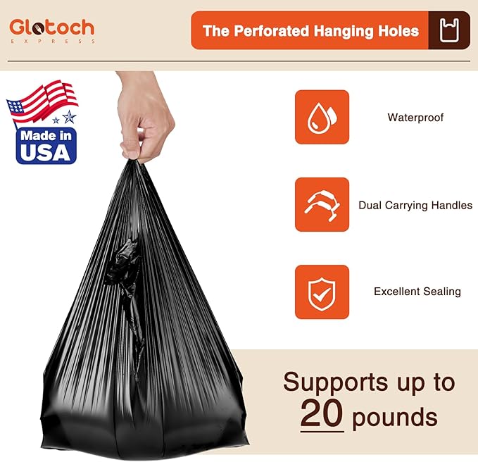 Glotoch Plastic T-shirt Bags (500 Count) Black (Plain), 11.5" x 6.5" x 21" Grocery Bags with Handles for Restaurant, Retail, Grocery Store, Takeout, Convenience, Trash, Shopping Bag Small Business