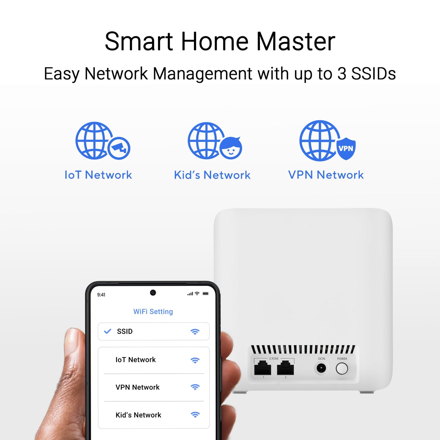 ASUS ZenWiFi BD4 (3-Pack) Dual-Band WiFi 7 Mesh, 3600 Mbps, 6500 sq.ft, Dual 2.5G Ports, Security and Parental Controls Included, Smart Home Master SSIDs