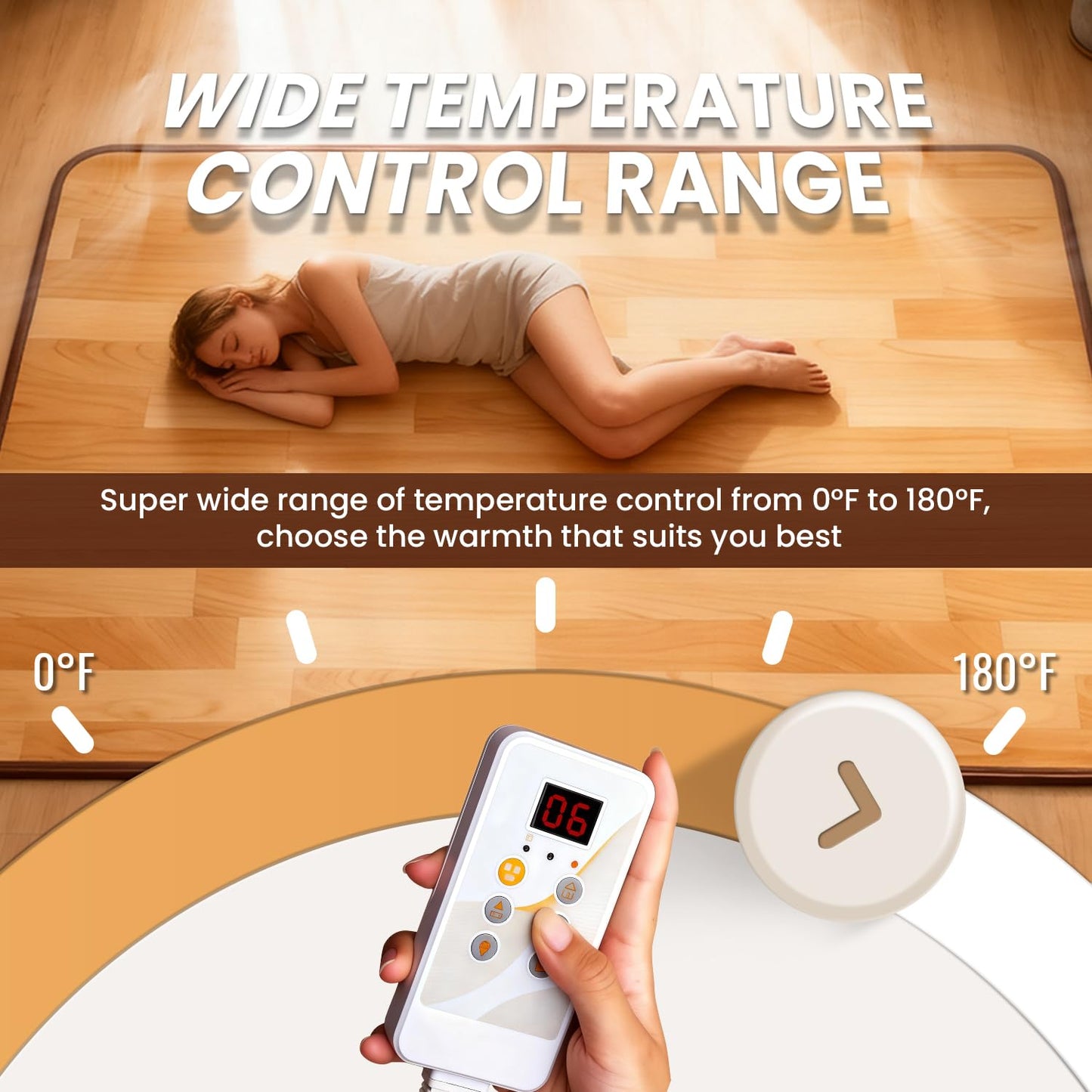 Heated Floor Carpet, Heated Floor Mats, Electric Heated Rug with Adjustable Temperature 12 Hour Timer, Radiant Floor Heater, for Yoga/Indoor/Under Desk (59x79 Inch/150x200 cm)