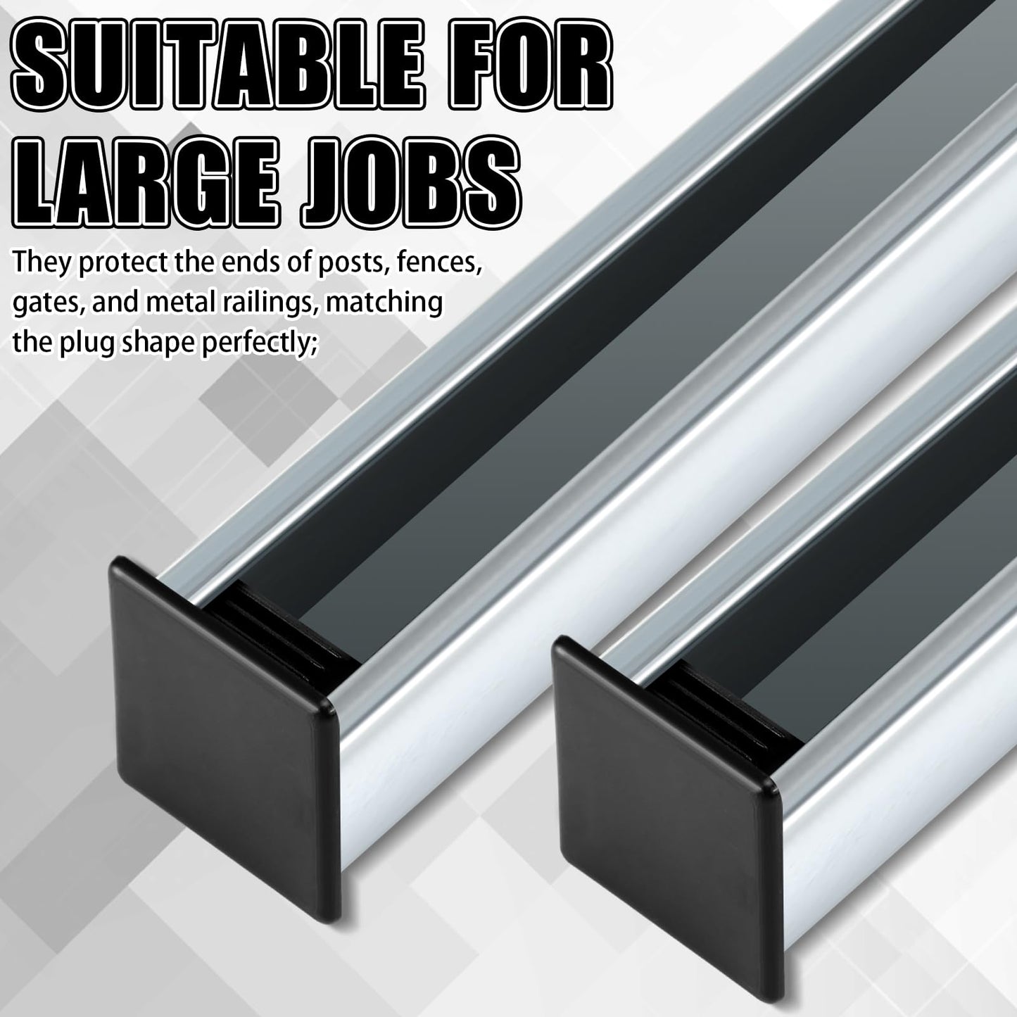 MorningRo 50 Pcs 1-5/8" Black Square Plastic Strut Channel End Caps PVC Strut Channel Safety End Caps Rectangle Plug Frame Protectors"